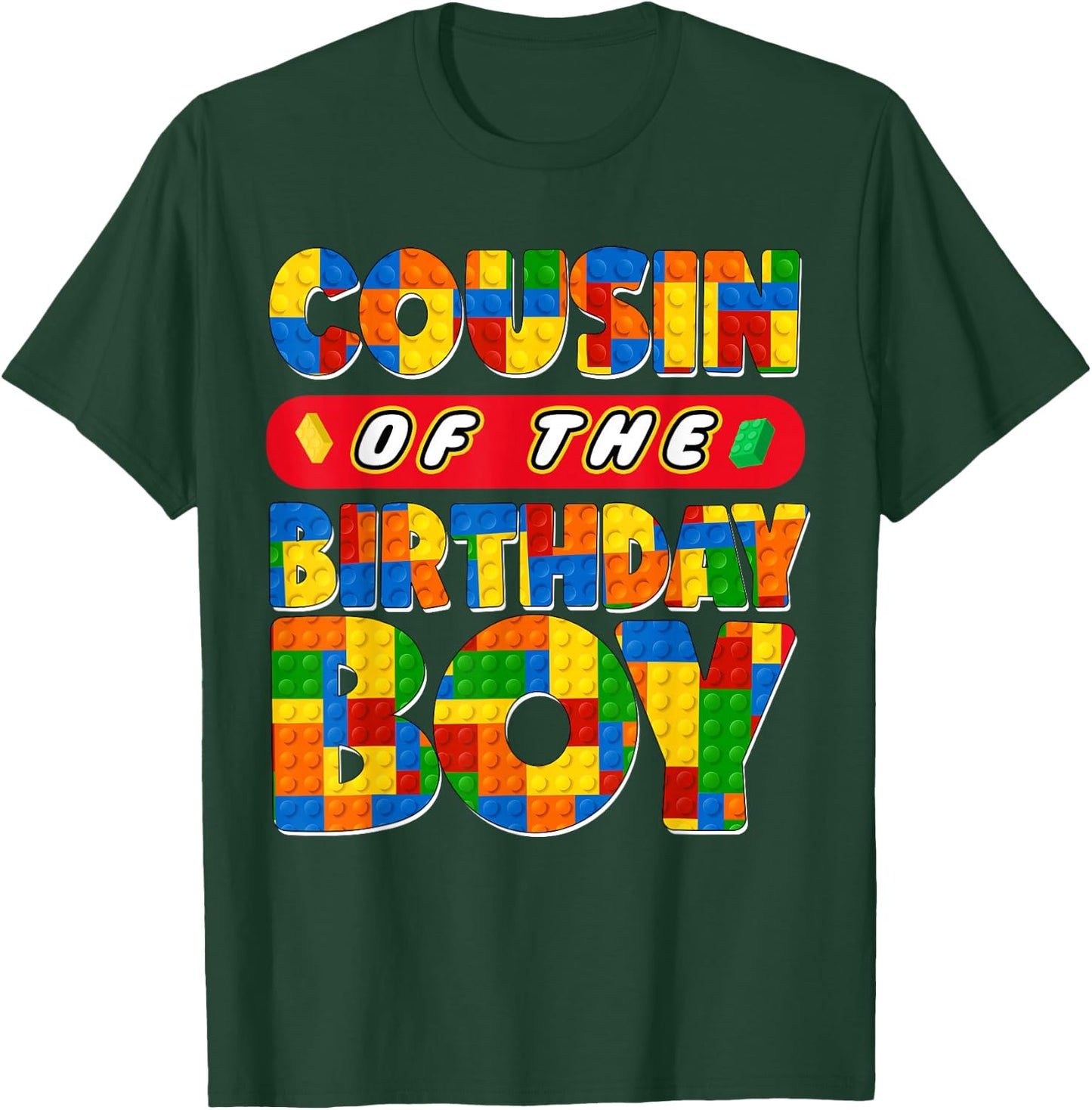Cousin Birthday Boy Building Bricks Family Party Decor T-Shirt - T-Shirt | Forest