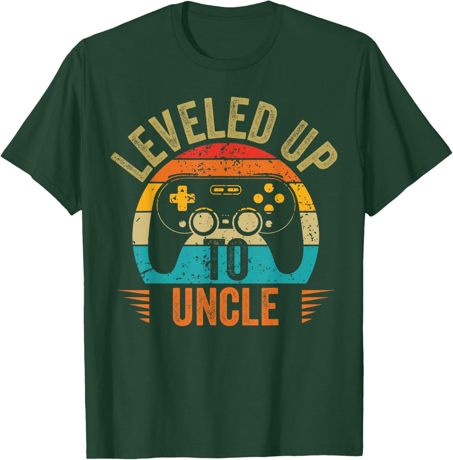 Leveling up to uncle 2025 funny video gamer vintage men T-Shirt - T-Shirt | Forest