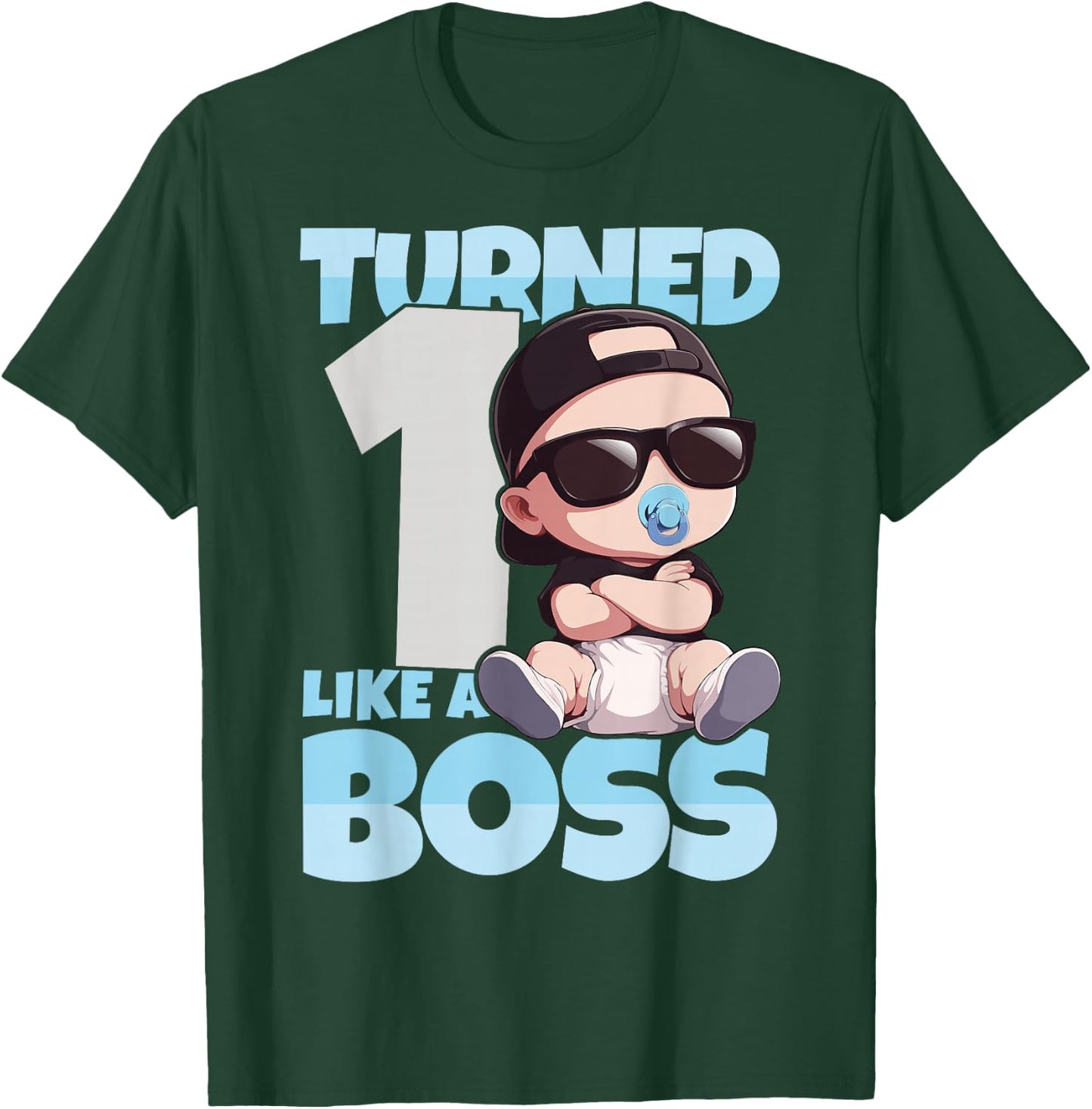 Baby 1st Birthday Boy Girl 1 Year Like a Boss Kids T-Shirt - T-Shirt | Forest