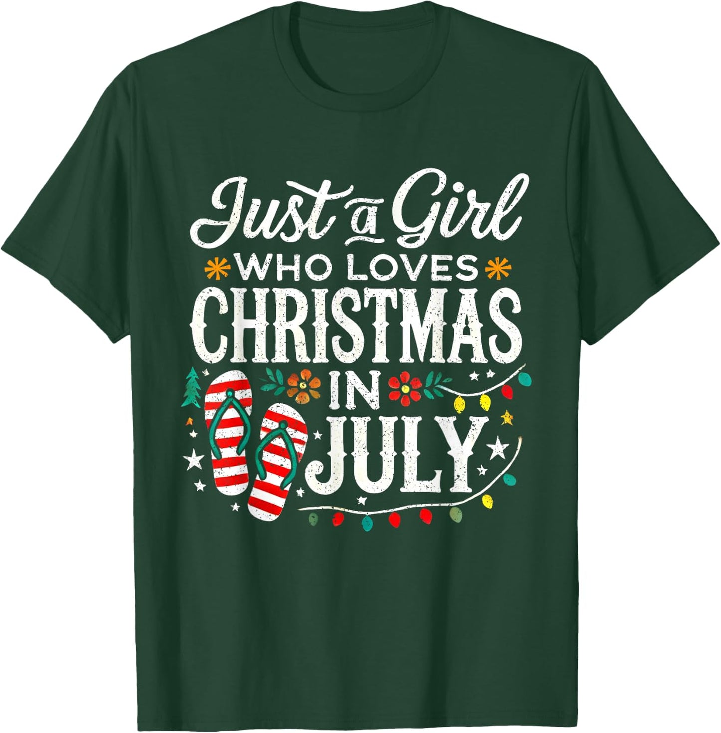 Christmas in July Shirt Girls Funny Summer Beach Vacation T-Shirt - T-Shirt | Forest