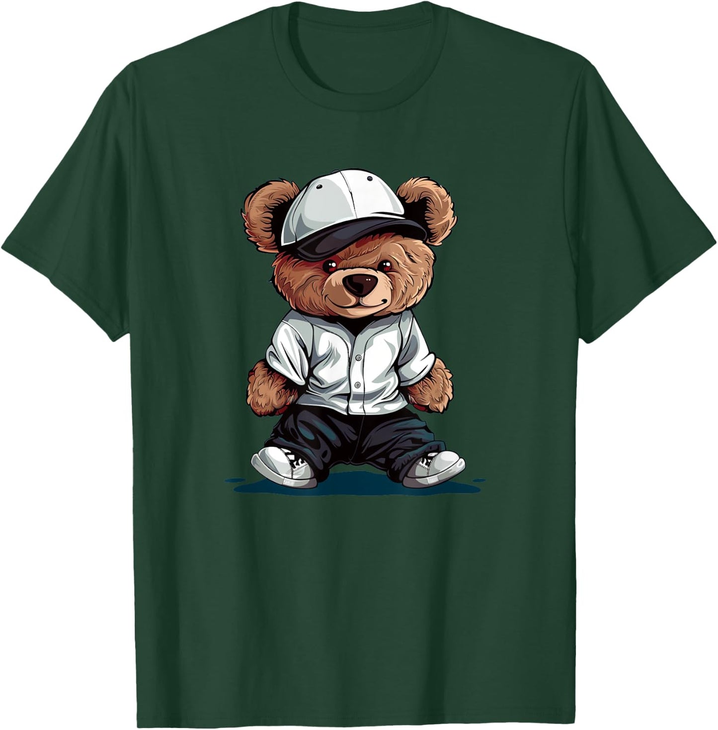 Cool Cap Teddy Bear in Baseball Costume T-Shirt - T-Shirt | Forest
