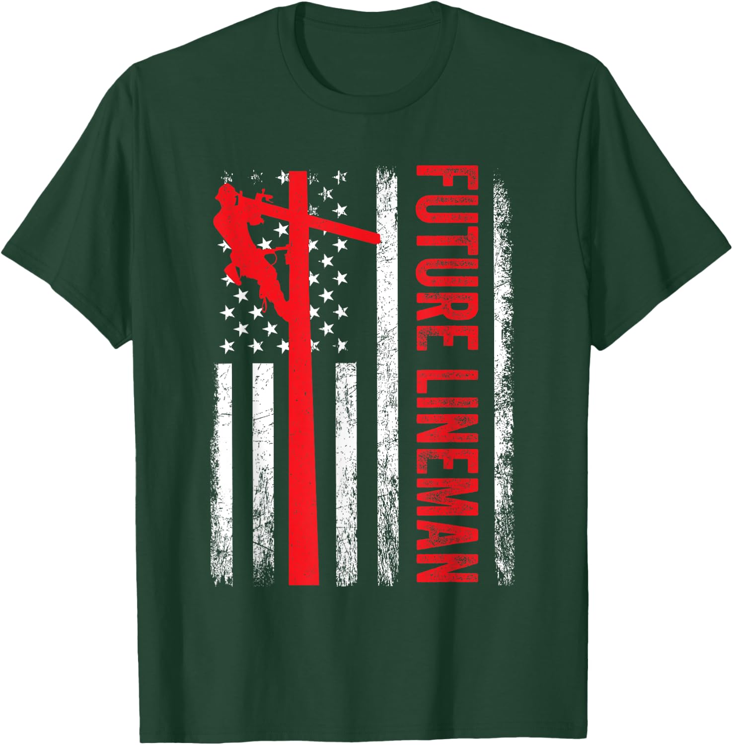 Vintage Future Lineman Electric Cable American Flag T-Shirt - T-Shirt | Forest