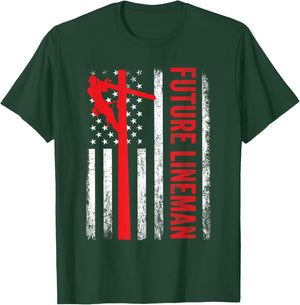 Vintage Future Lineman Electric Cable American Flag T-Shirt - T-Shirt | Forest
