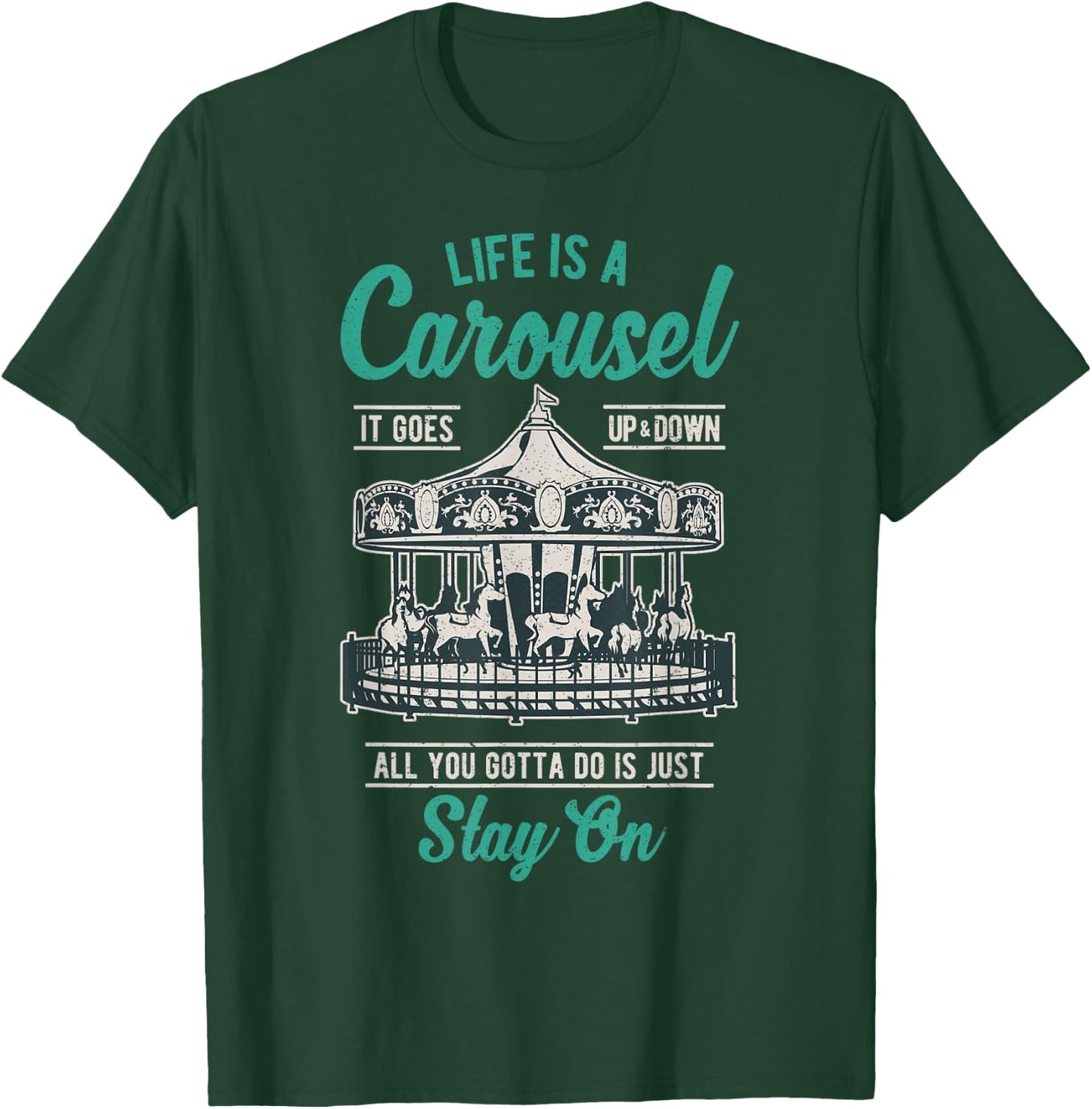 Vintage Merry-go-round Life is a carousel ride gift T-Shirt - T-Shirt | Forest
