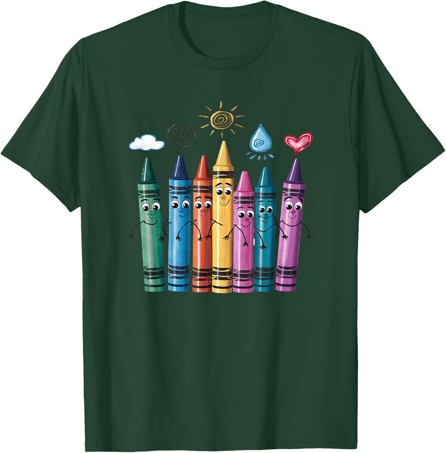 Fashionable Crayon Mood Color Crayons Friyay Teacher Life Women Kids T-Shirt - T-Shirt | Forest