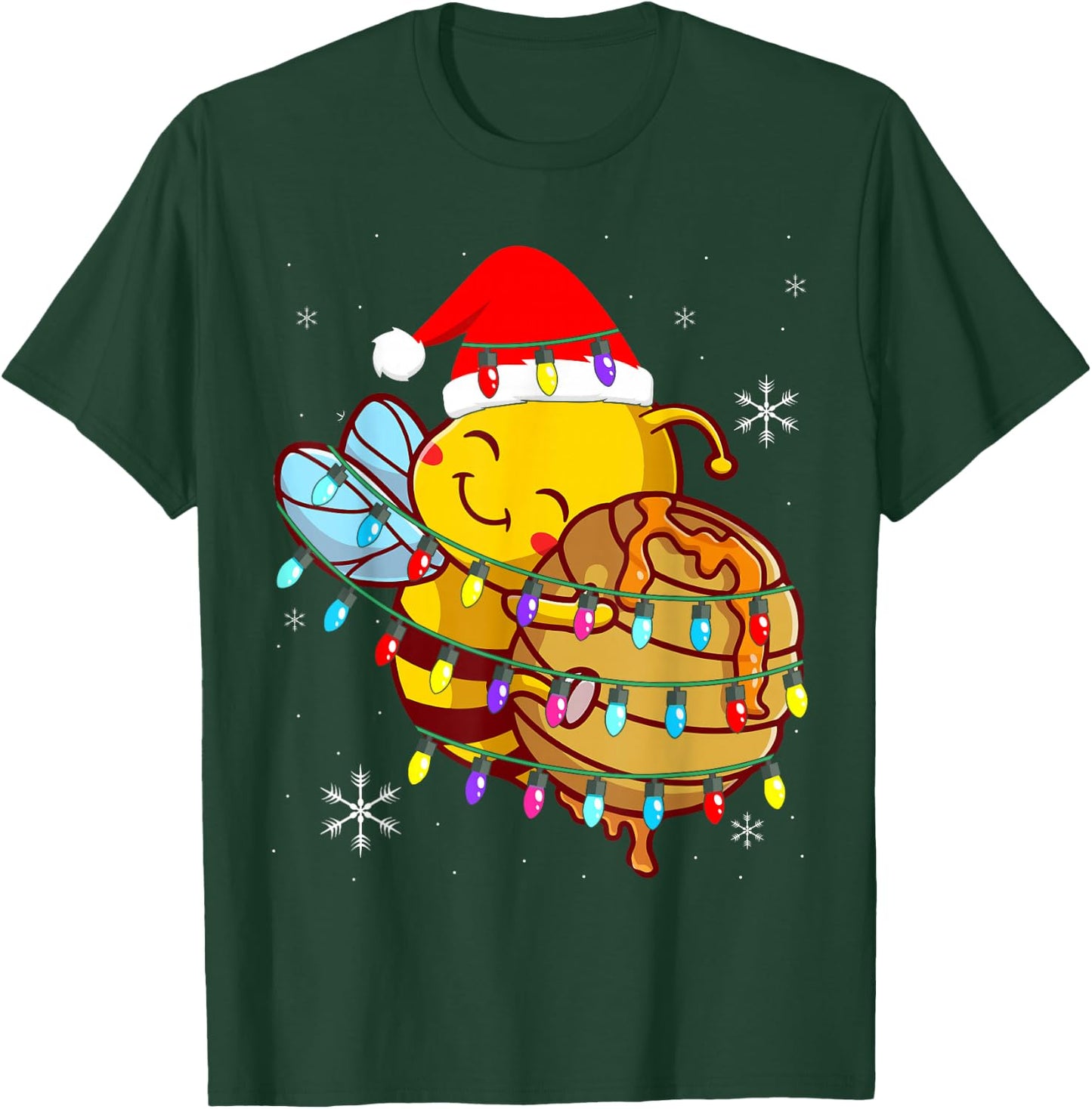 Christmas Honey Bee String Lights For Beekeeper & Bee Lover T-Shirt - T-Shirt | Forest