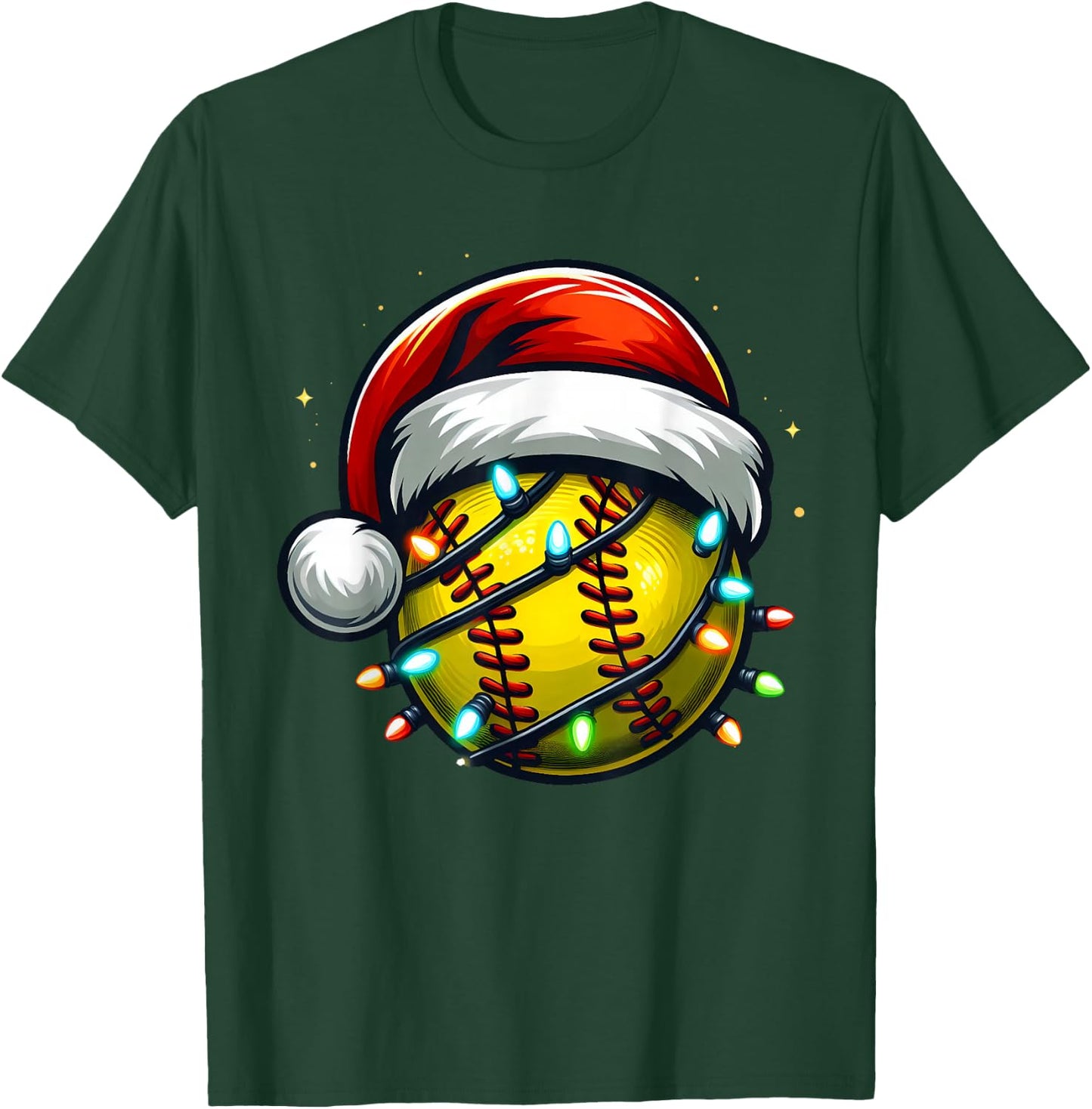 Christmas Softball Xmas Santa Softball Lover Boys Girls Kids T-Shirt - T-Shirt | Forest