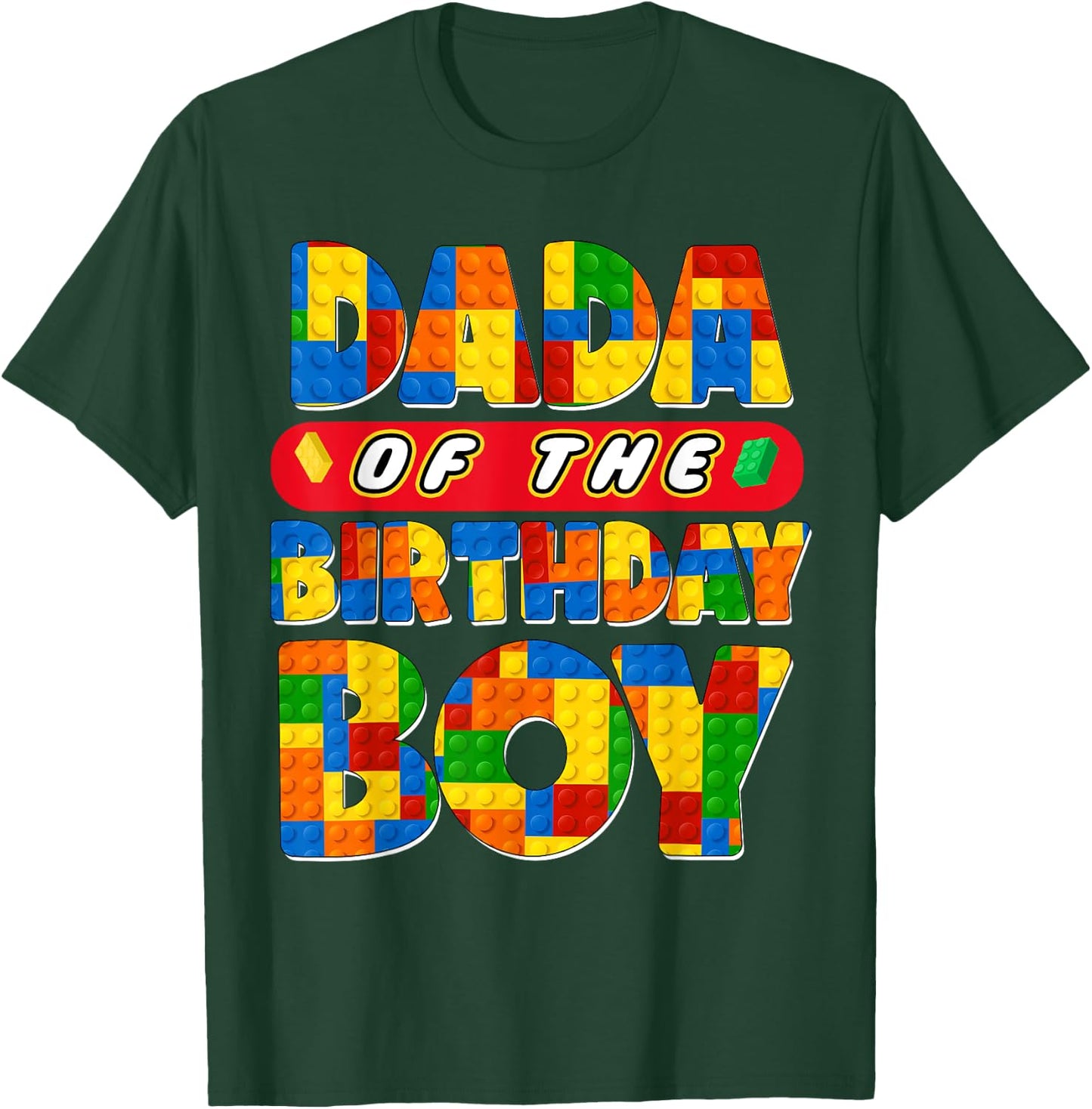 Dad And Mom Dada Birthday Boy Building Bricks Family Party T-Shirt - T-Shirt | Forest