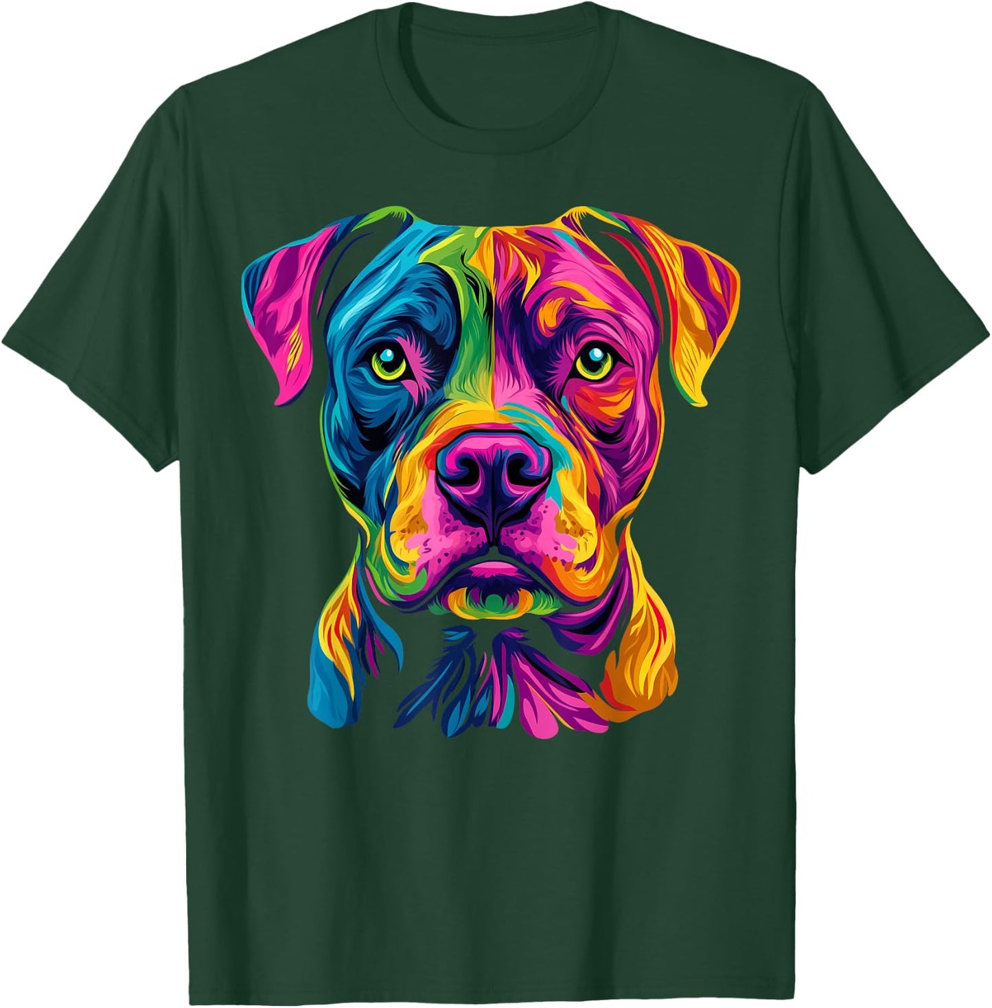 Colorful American Staffordshire Terrier Lover Cute Dog Black T-Shirt - T-Shirt | Forest