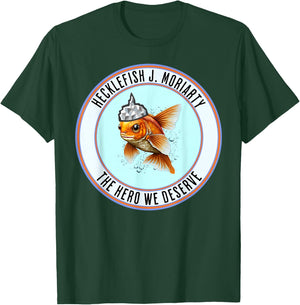 Hecklefish J. Moriarty The Hero We Deserve Is A Goldfish With A Tinfoil Hat - Vote , Small, Black T-Shirt - T-Shirt | Forest