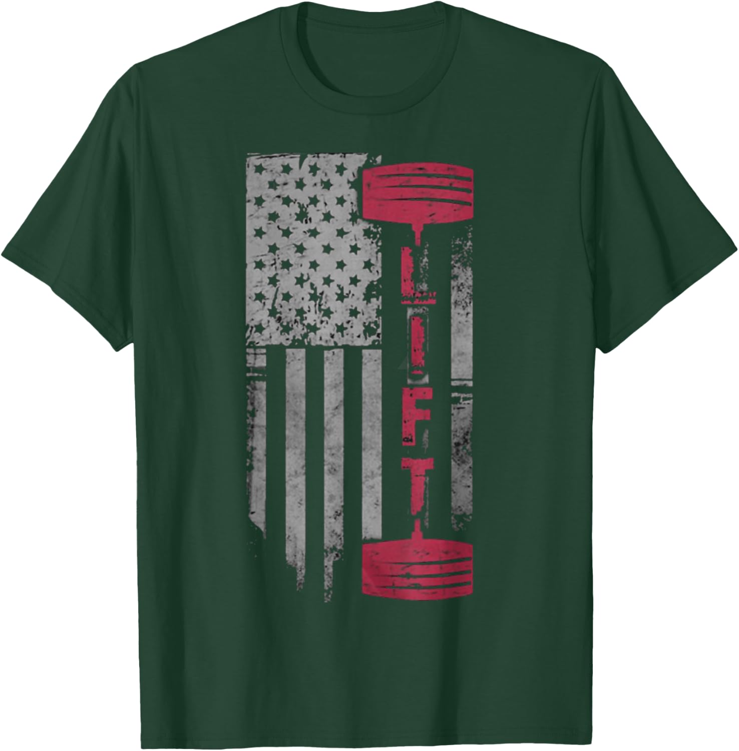 Patriotic Shirt Weight Lifting USA Flag Fitness Train Gift Women Kids Men T-Shirt - T-Shirt | Forest