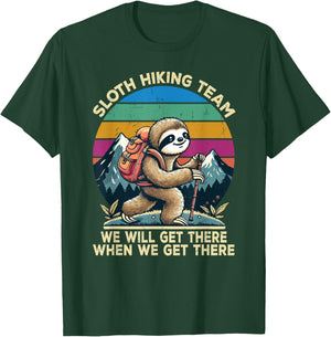 Sloth Hiking Team Hiking Gifts Men Women Kids Funny Sloth T-Shirt - T-Shirt | Forest