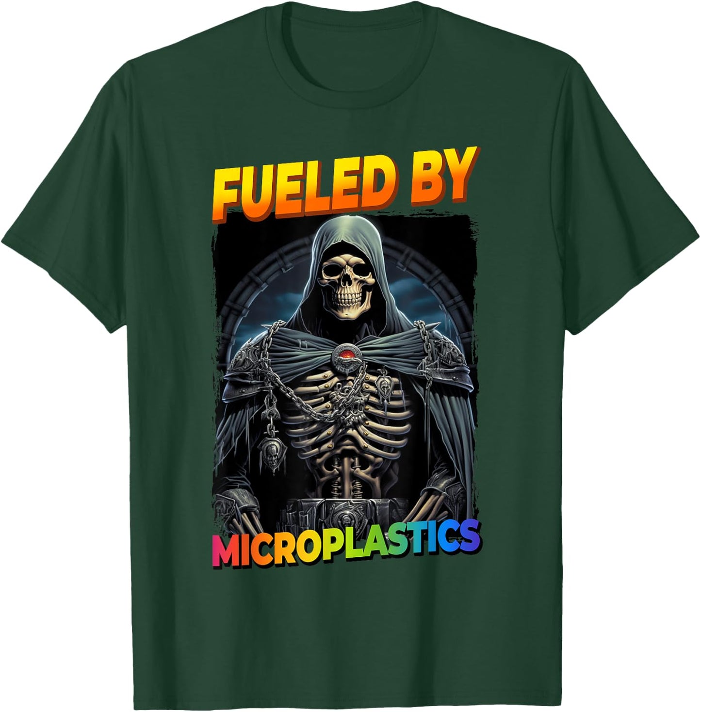 Fueled By Microplastics Cringe Skeleton T-Shirt - T-Shirt | Forest