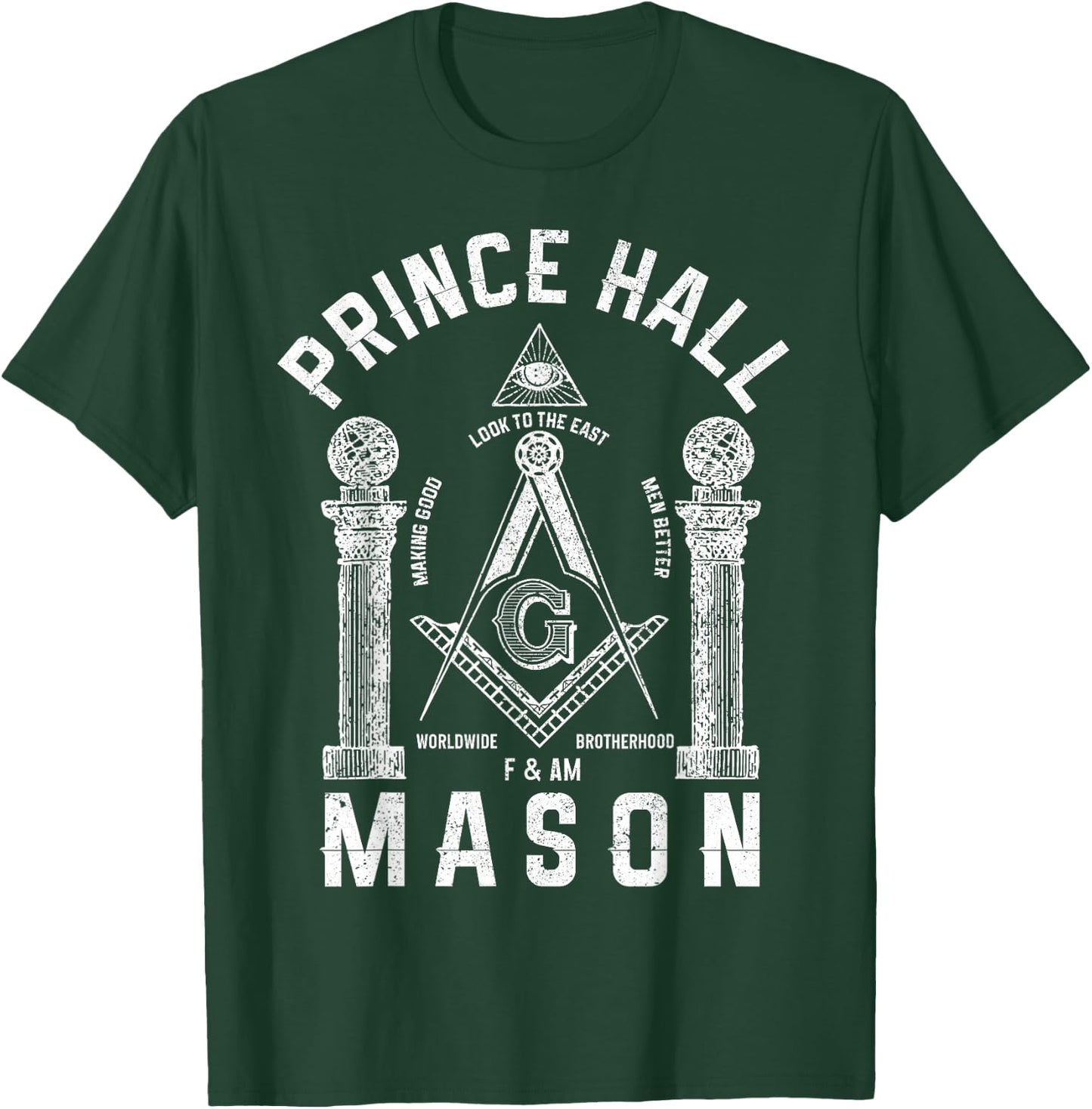 Prince Hall Mason Masonic Square & Compass Freemason Shriner T-Shirt - T-Shirt | Forest