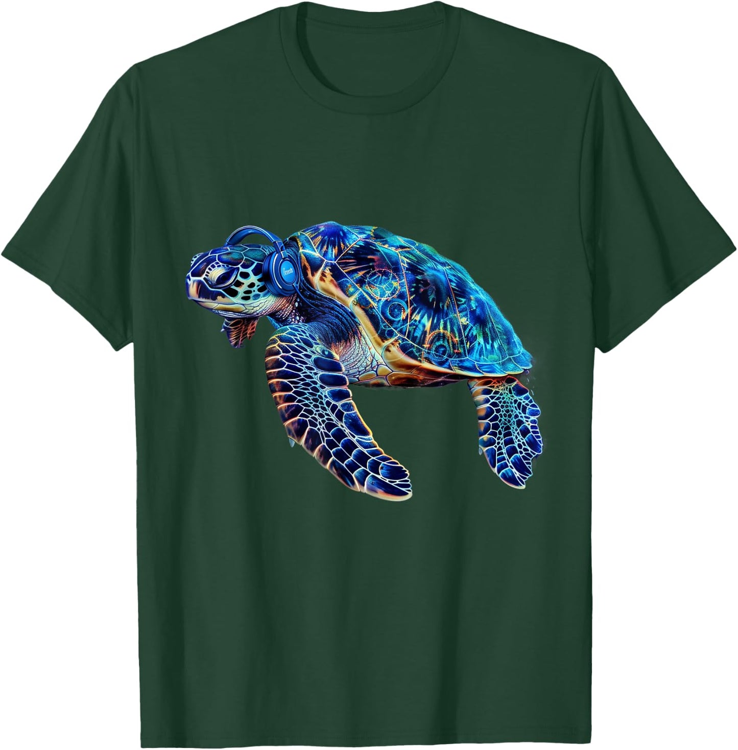 Cool Sea Turtle Animal Lover Beach Hawaiian Headphone Ocean T-Shirt - T-Shirt | Forest