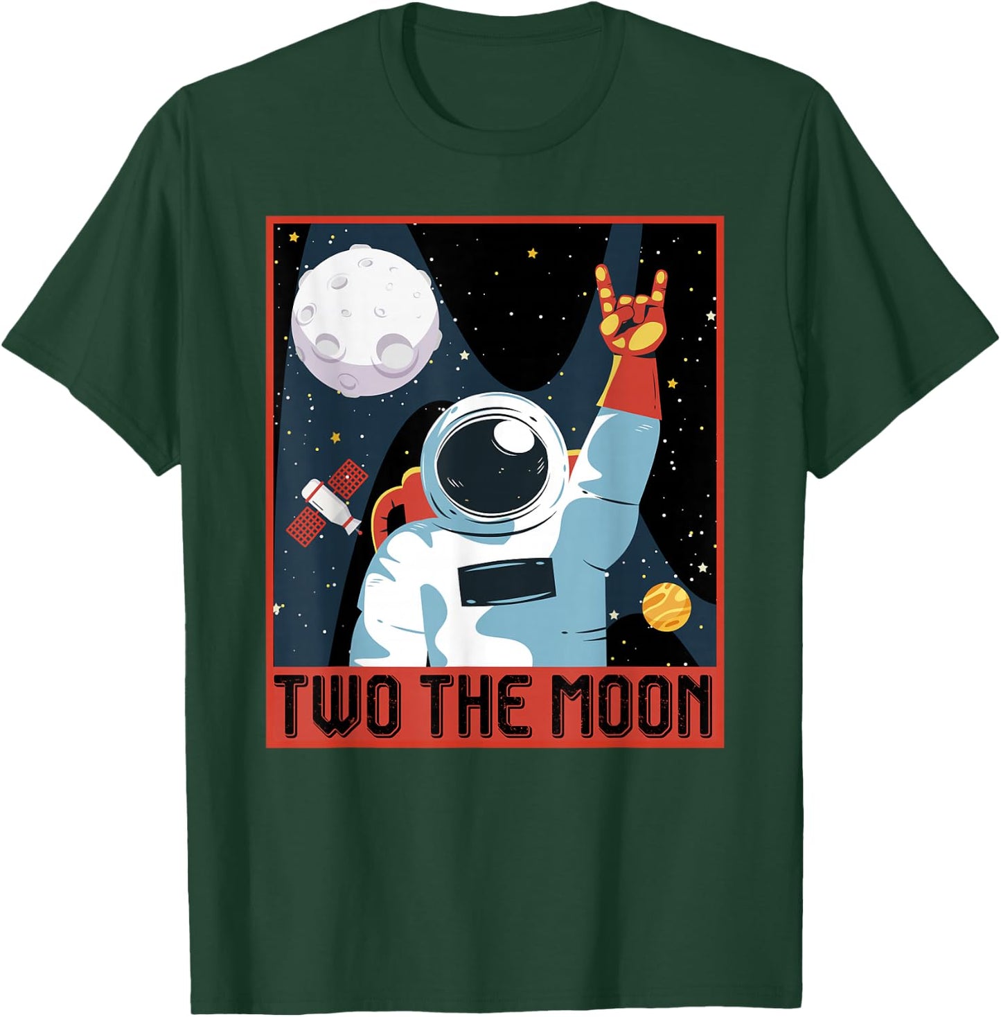 Kids Two The Moon Toddler 2nd Birthday Gift 2 Year Old T-Shirt - T-Shirt | Forest
