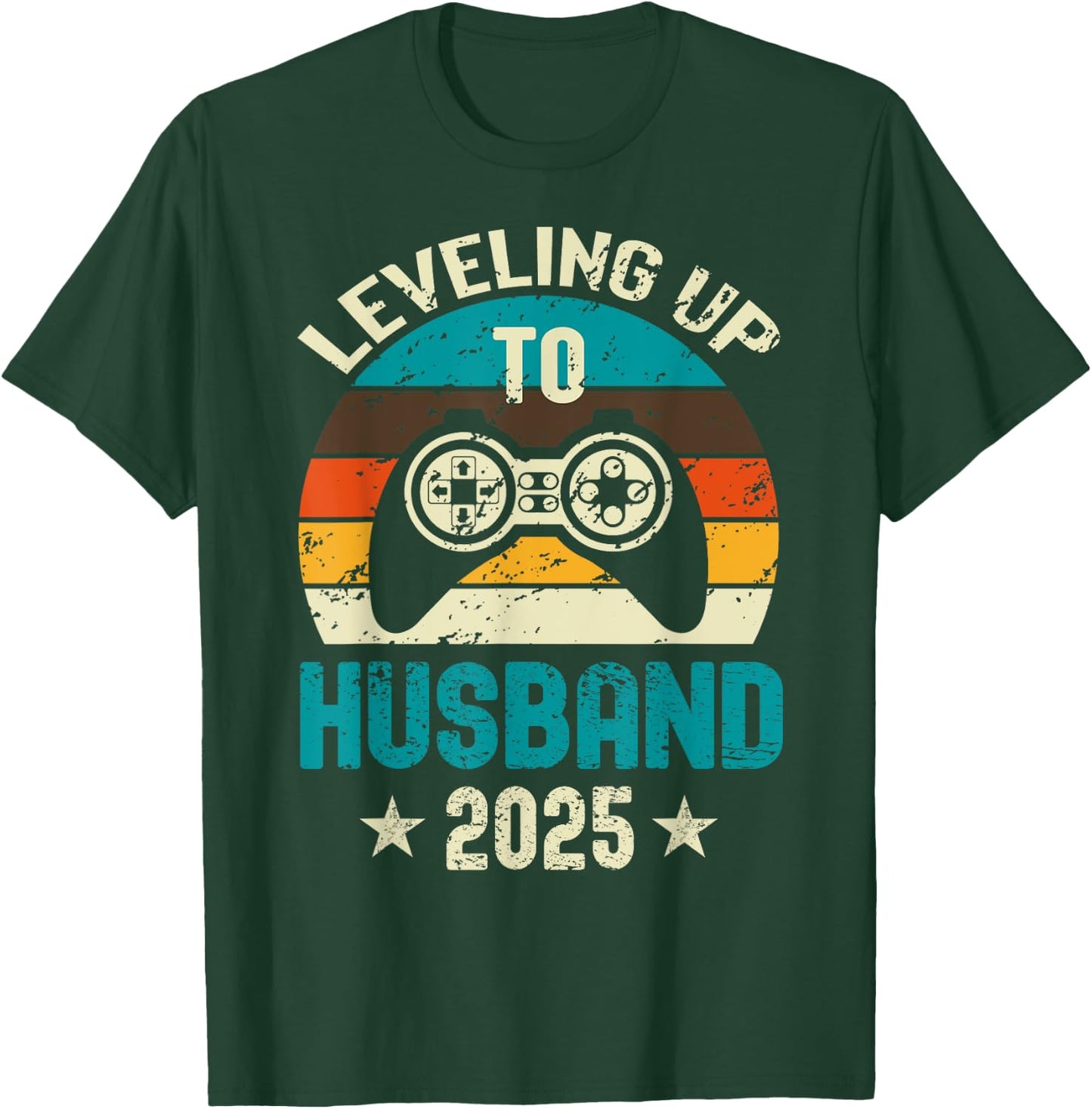 Leveling Up To Husband 2025 Future Groom Bachelor Party T-Shirt - T-Shirt | Forest