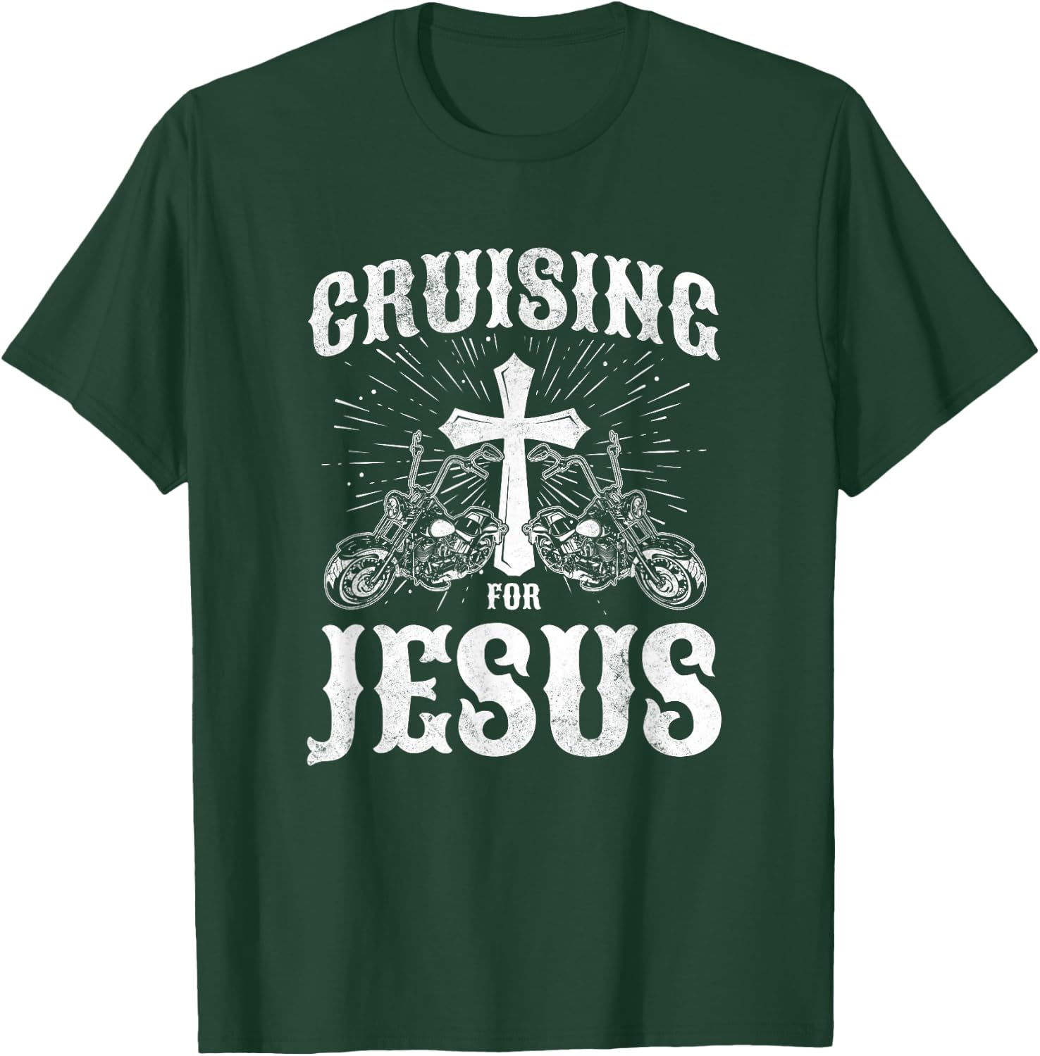 Christian Motorcycle Biker Cruising For Jesus Faith T-Shirt - T-Shirt | Forest