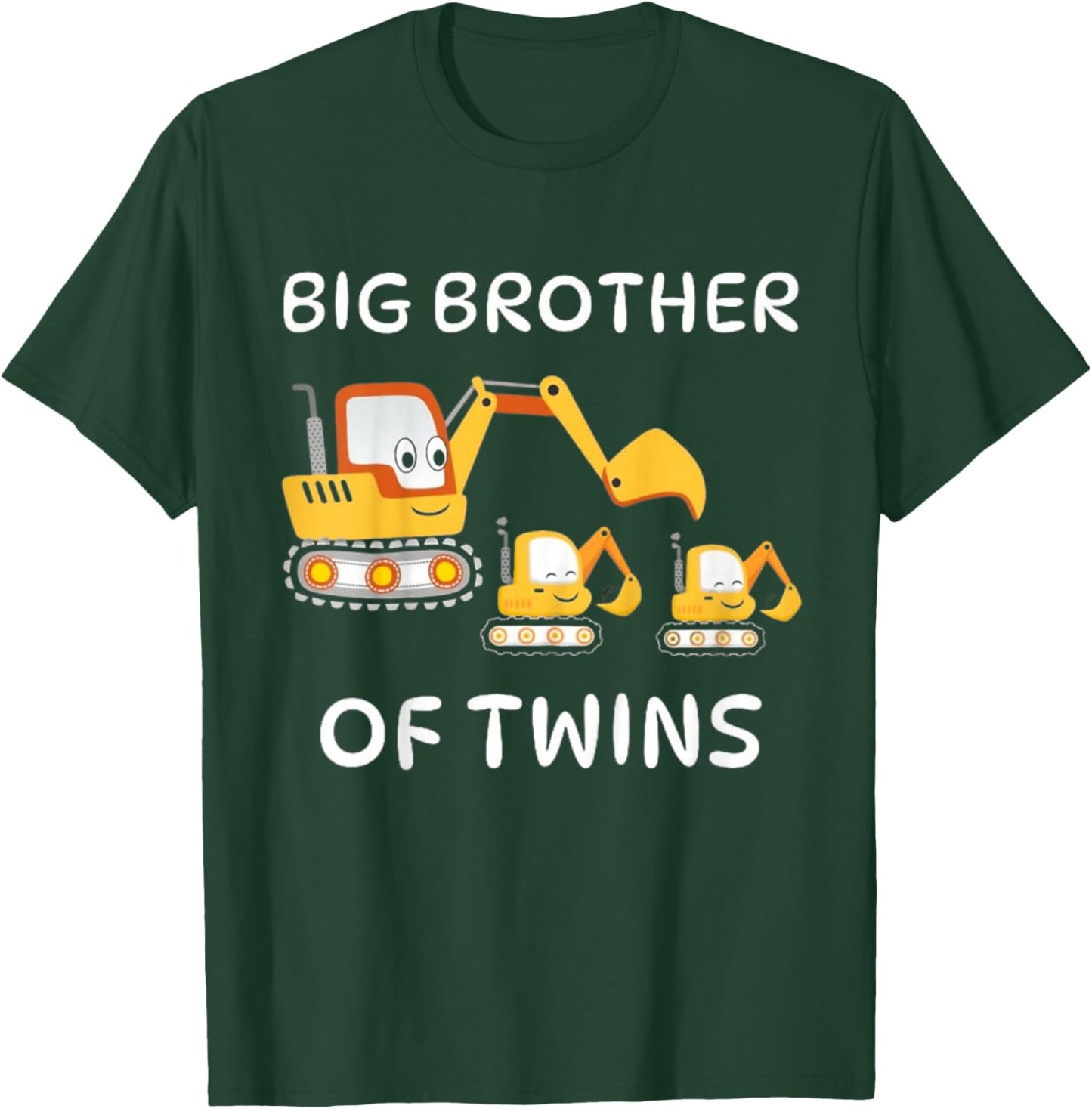 Kids I'm Going to Be A Big Brother of Twins Excavator Toddlers T-Shirt - T-Shirt | Forest