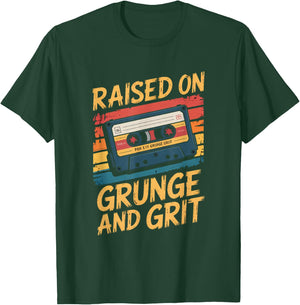 Grunge 90s Cassette Raised On Grunge and Grit T-Shirt - T-Shirt | Forest