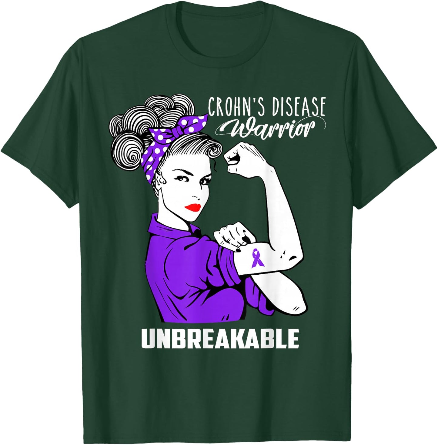 Crohns Disease Warrior Unbreakable Shirt Awareness Gift T-Shirt - T-Shirt | Forest