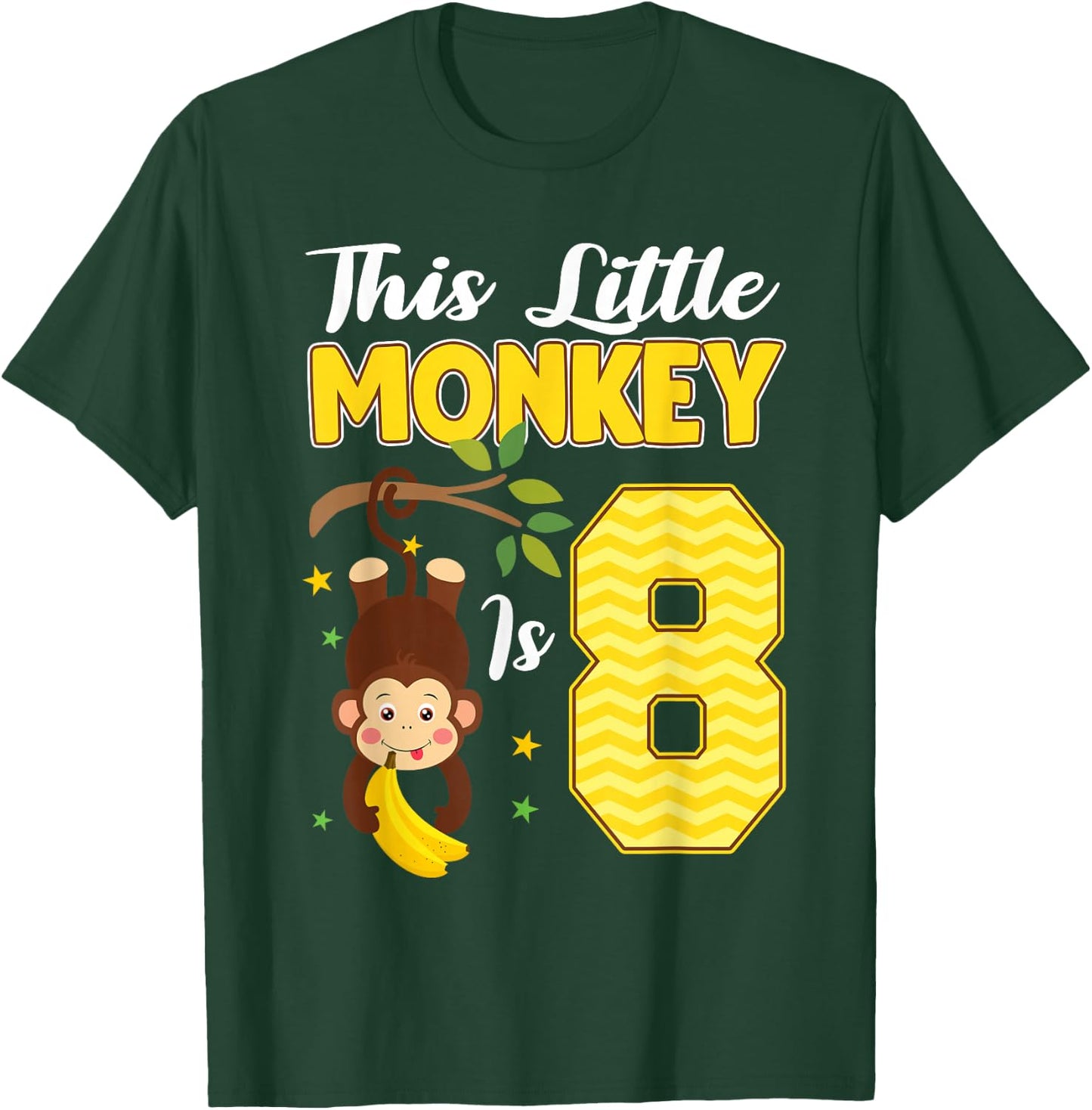 This Little Monkey Is 8 Year Old Birthday 8th Party T-Shirt - T-Shirt | Forest