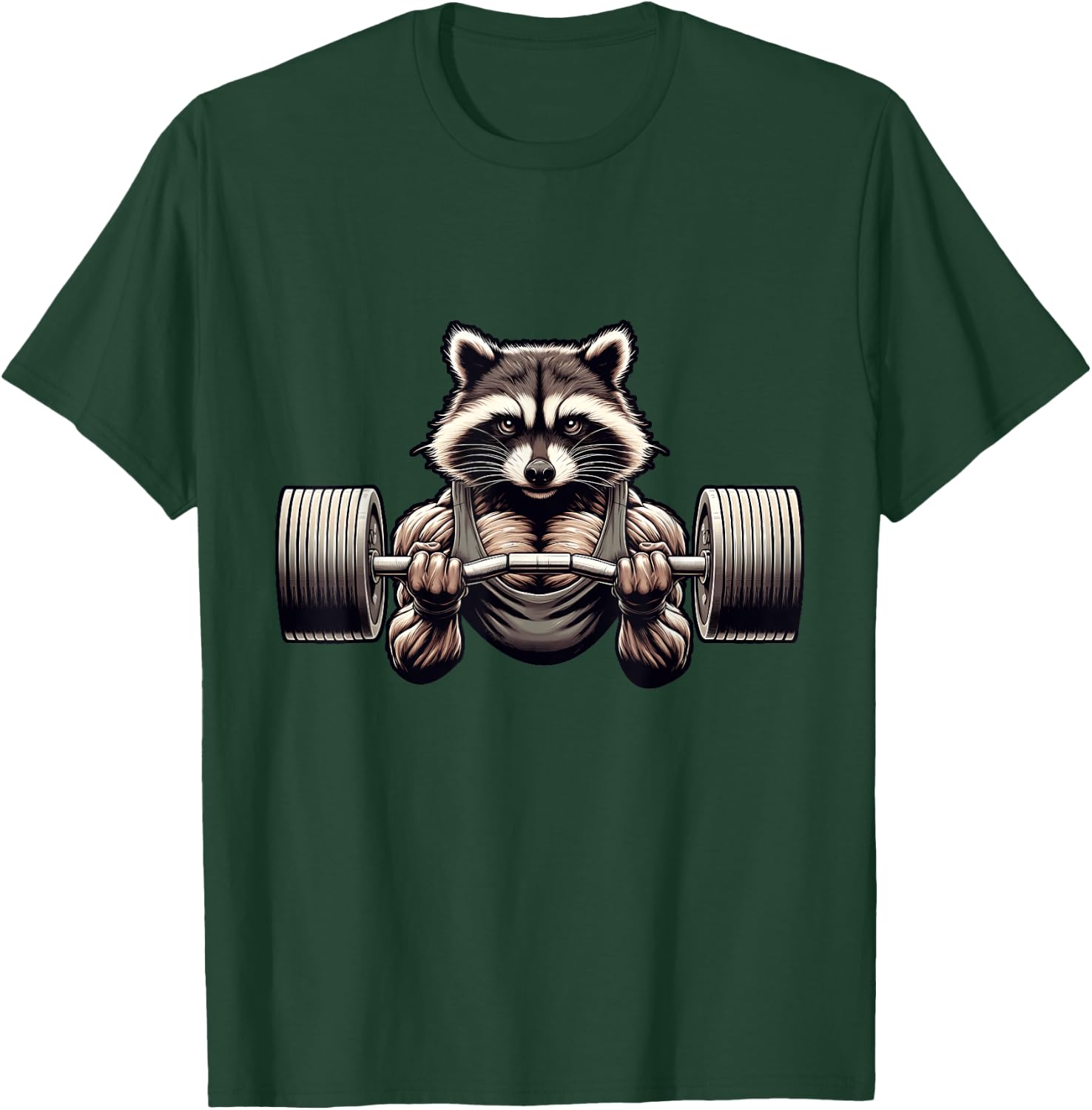 Weightlifting Ripped Raccoon Gym Workout Muscled Raccoon T-Shirt - T-Shirt | Forest