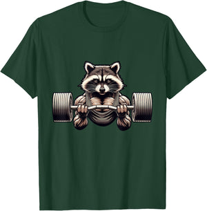 Weightlifting Ripped Raccoon Gym Workout Muscled Raccoon T-Shirt - T-Shirt | Forest