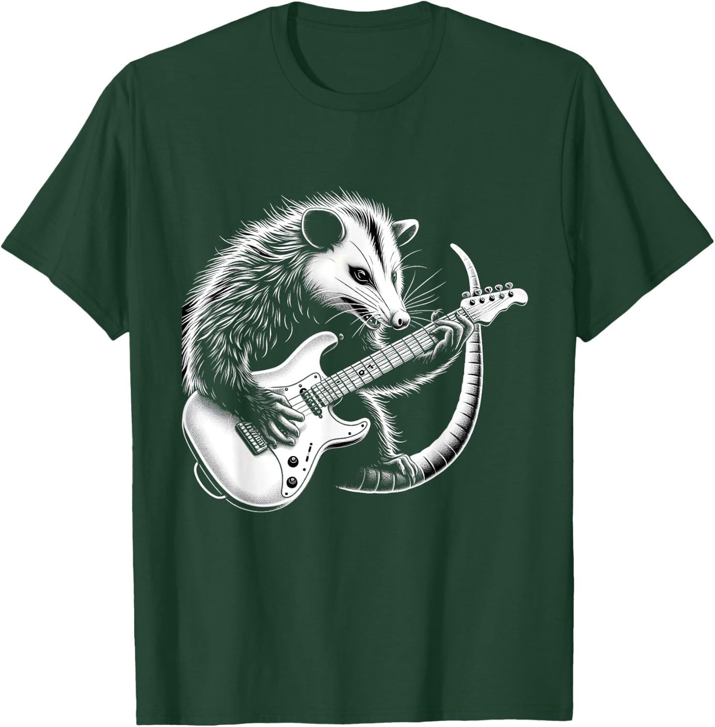 Opossum Playing Guitar Silhouette T-Shirt - T-Shirt | Forest