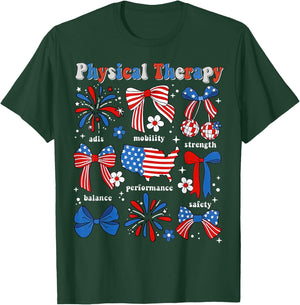 Physical Therapy PT Physical Therapist Patriotic 4th Of July Women Men T-Shirt - T-Shirt | Forest