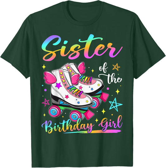 Sister Of The Birthday Girl Rolling Skate Family Matching T-Shirt - T-Shirt | Forest
