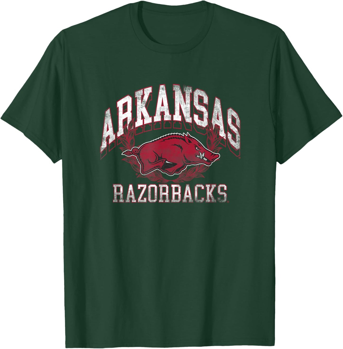 University of Arkansas Razorbacks Distressed Laurels T-Shirt - T-Shirt | Forest