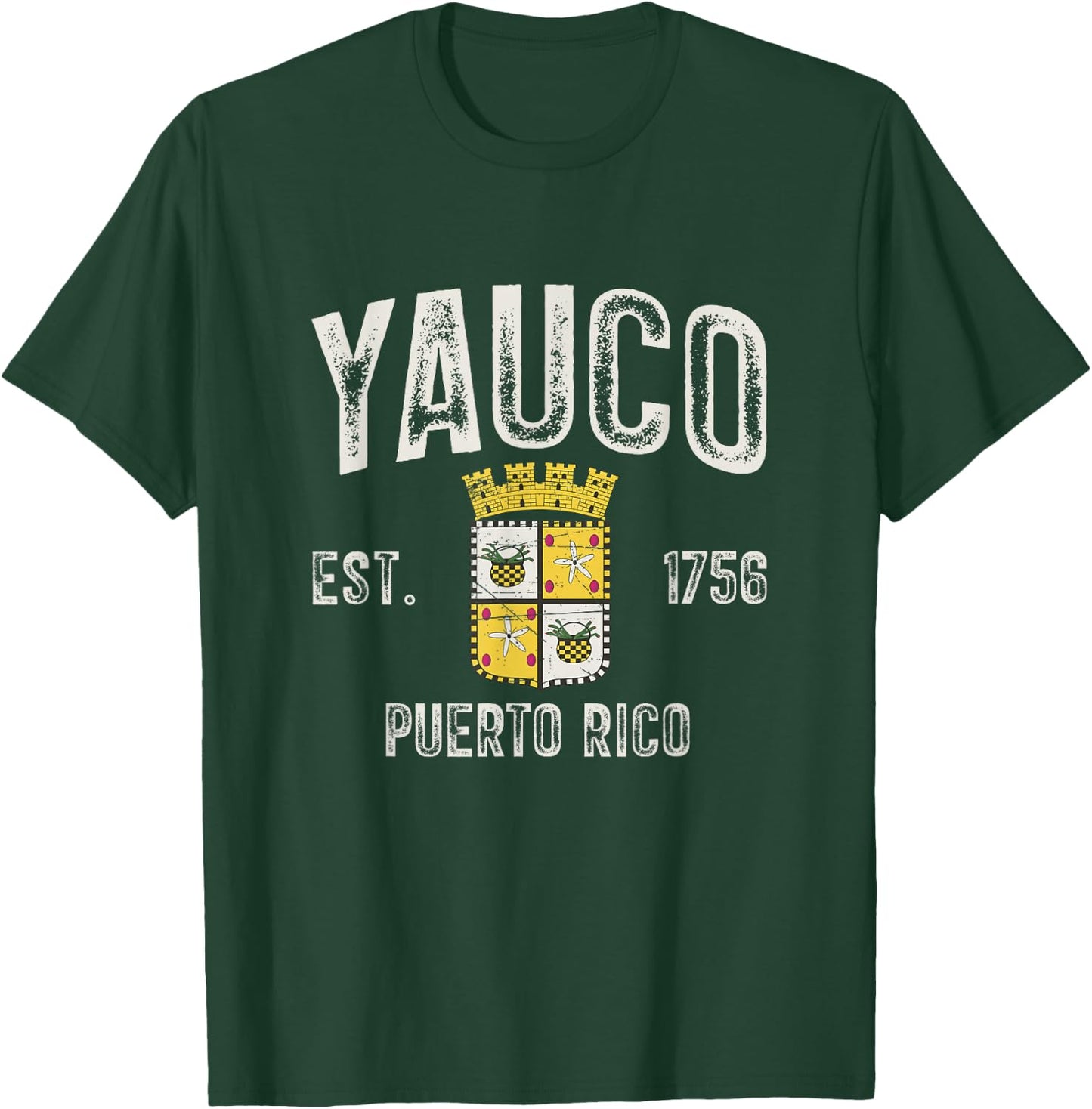 Yauco City In Puerto Rico Est 1756, Yauco Armorial T-Shirt - T-Shirt | Forest