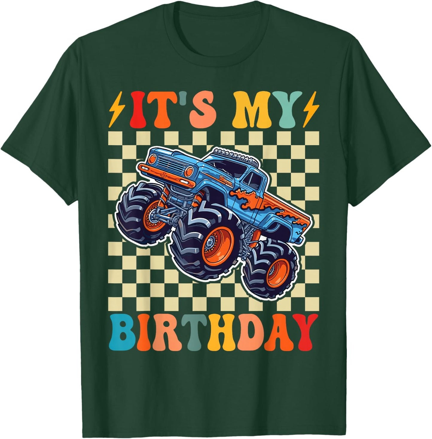 It's My Birthday Boys Monster Truck Bday Party Kids Boy T-Shirt - T-Shirt | Forest