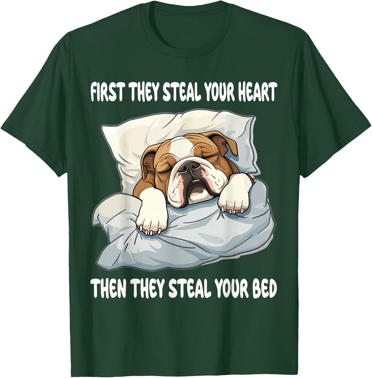 English Bulldog Sleeping Pajamas Nightgown T-Shirt - T-Shirt | Forest