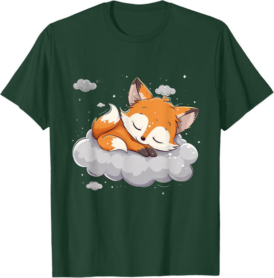Sleeping Fox Cloud Napping Sleepy Animal Cute Fox Sleeping T-Shirt - T-Shirt | Forest