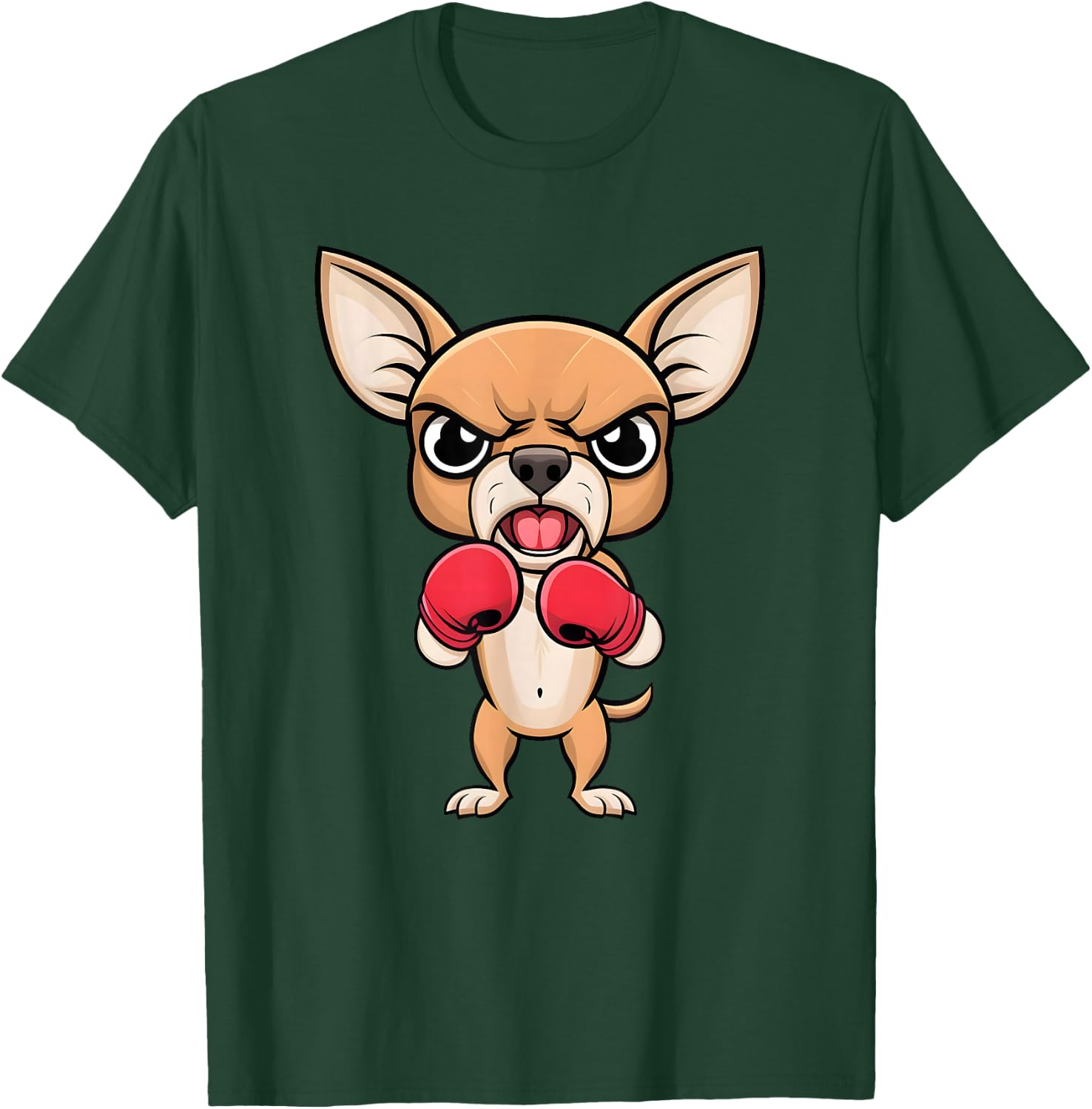 Angry Chihuahua Dog with Boxing Gloves Funny Pet T-Shirt - T-Shirt | Forest