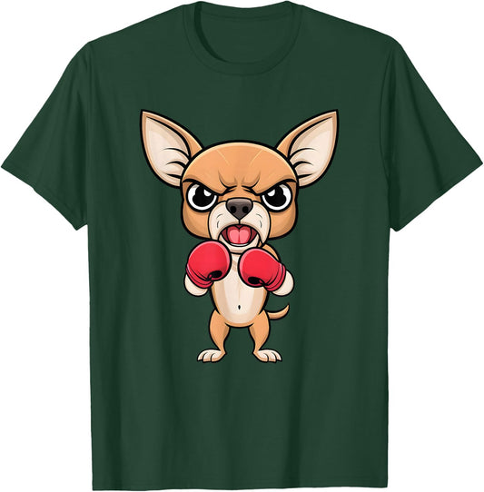 Angry Chihuahua Dog with Boxing Gloves Funny Pet T-Shirt - T-Shirt | Forest