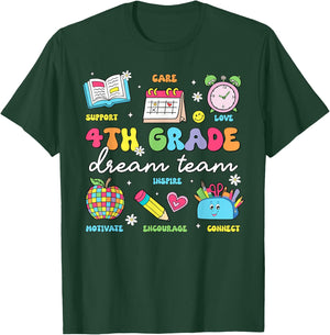 4th Grade Dream Team Back To School Teachers Fourth Grade T-Shirt - T-Shirt | Forest