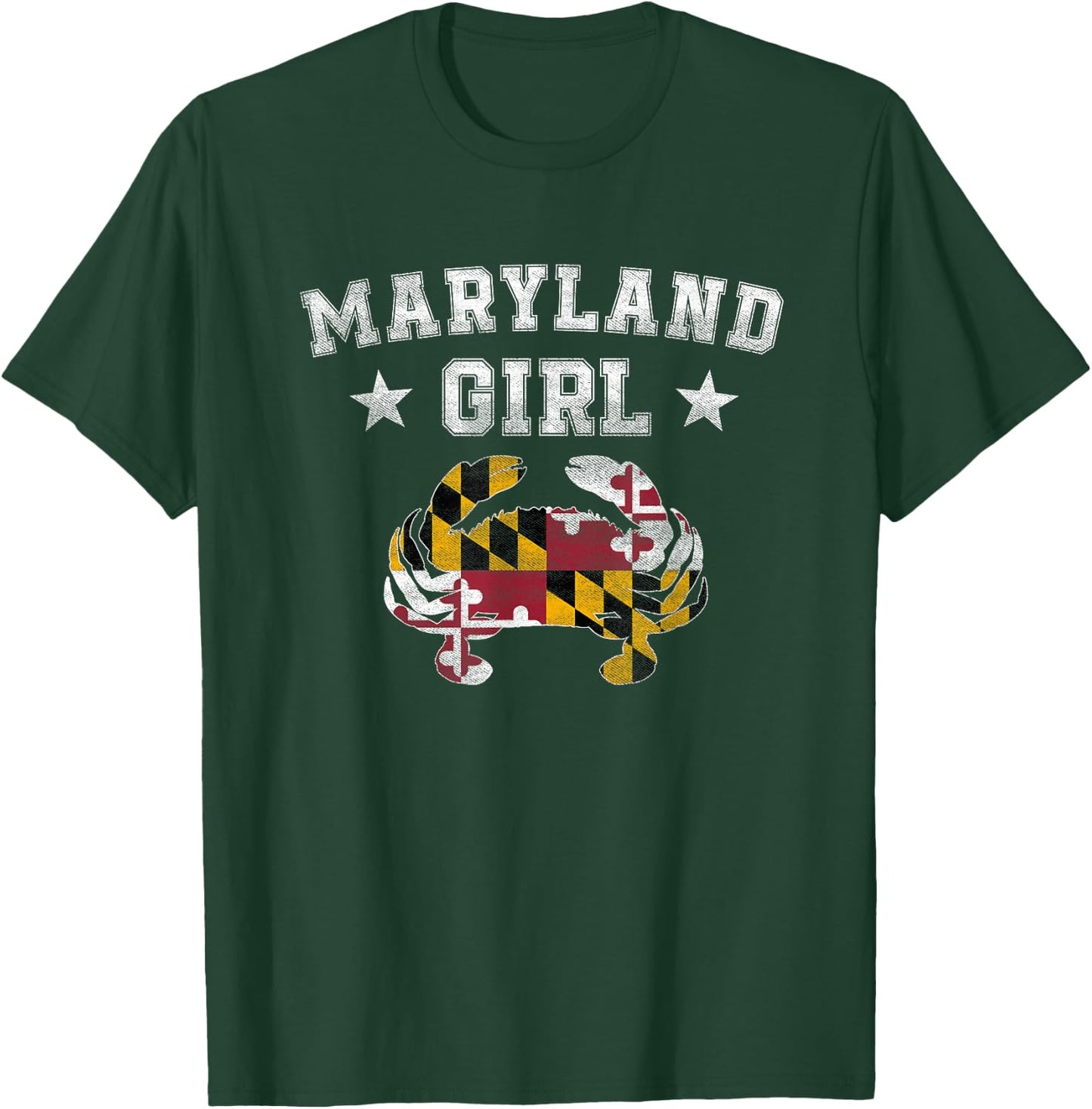 Maryland Girl Flag Blue Crab T Shirt - State Pride Retro T-Shirt - T-Shirt | Forest