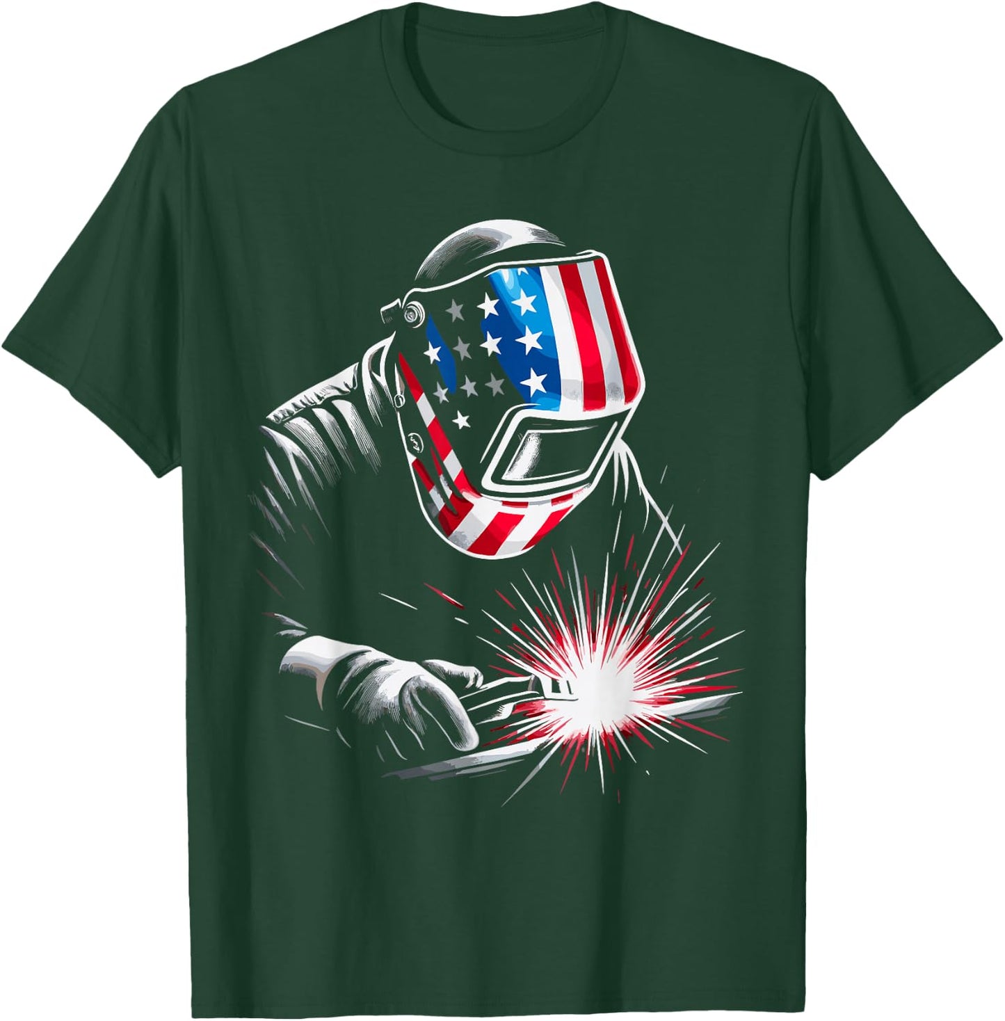 USA Patriotic Welder T-Shirt - T-Shirt | Forest