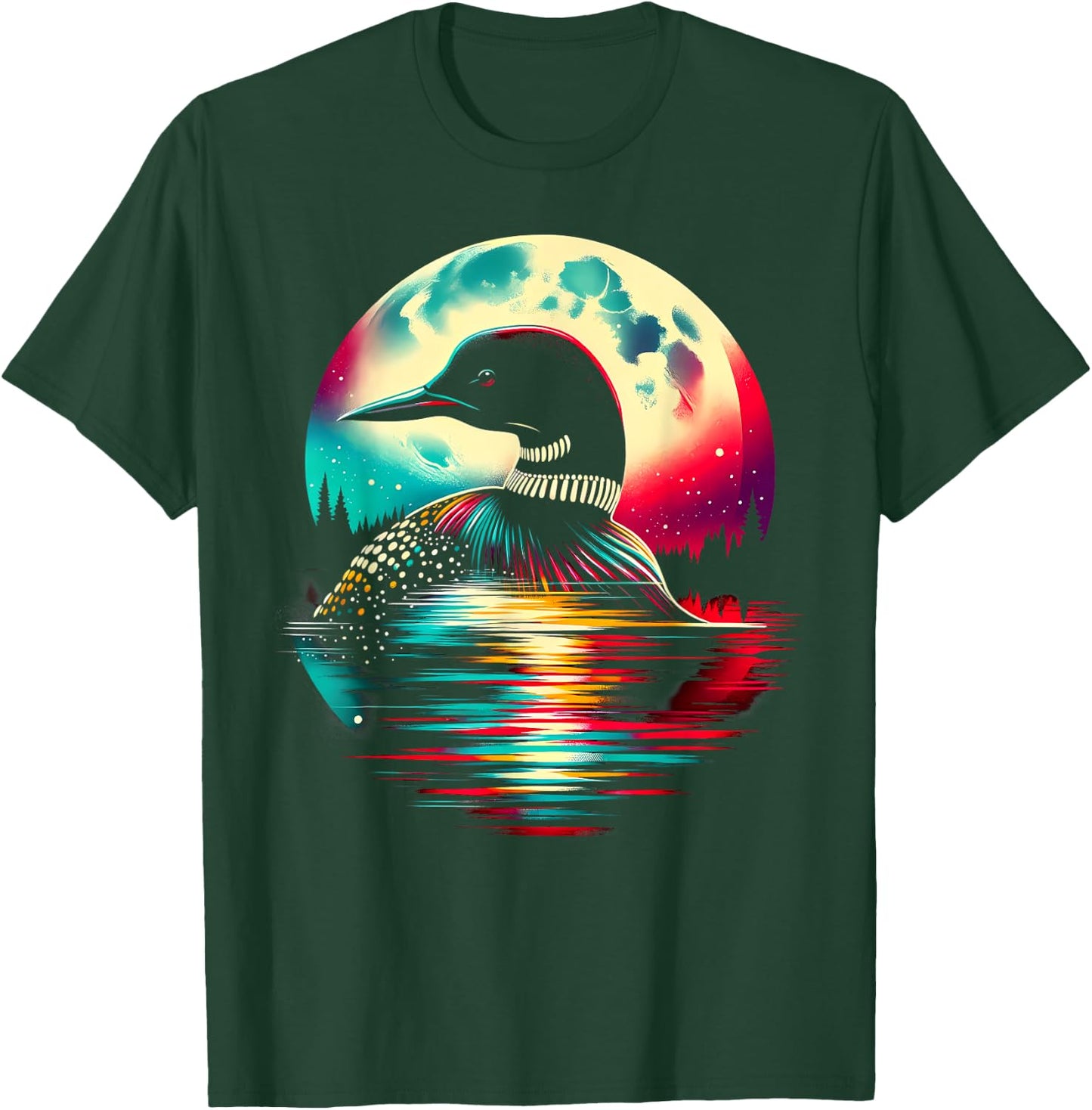 Colorful Loon Bird Spirit Animal Cool Illustration T-Shirt - T-Shirt | Forest