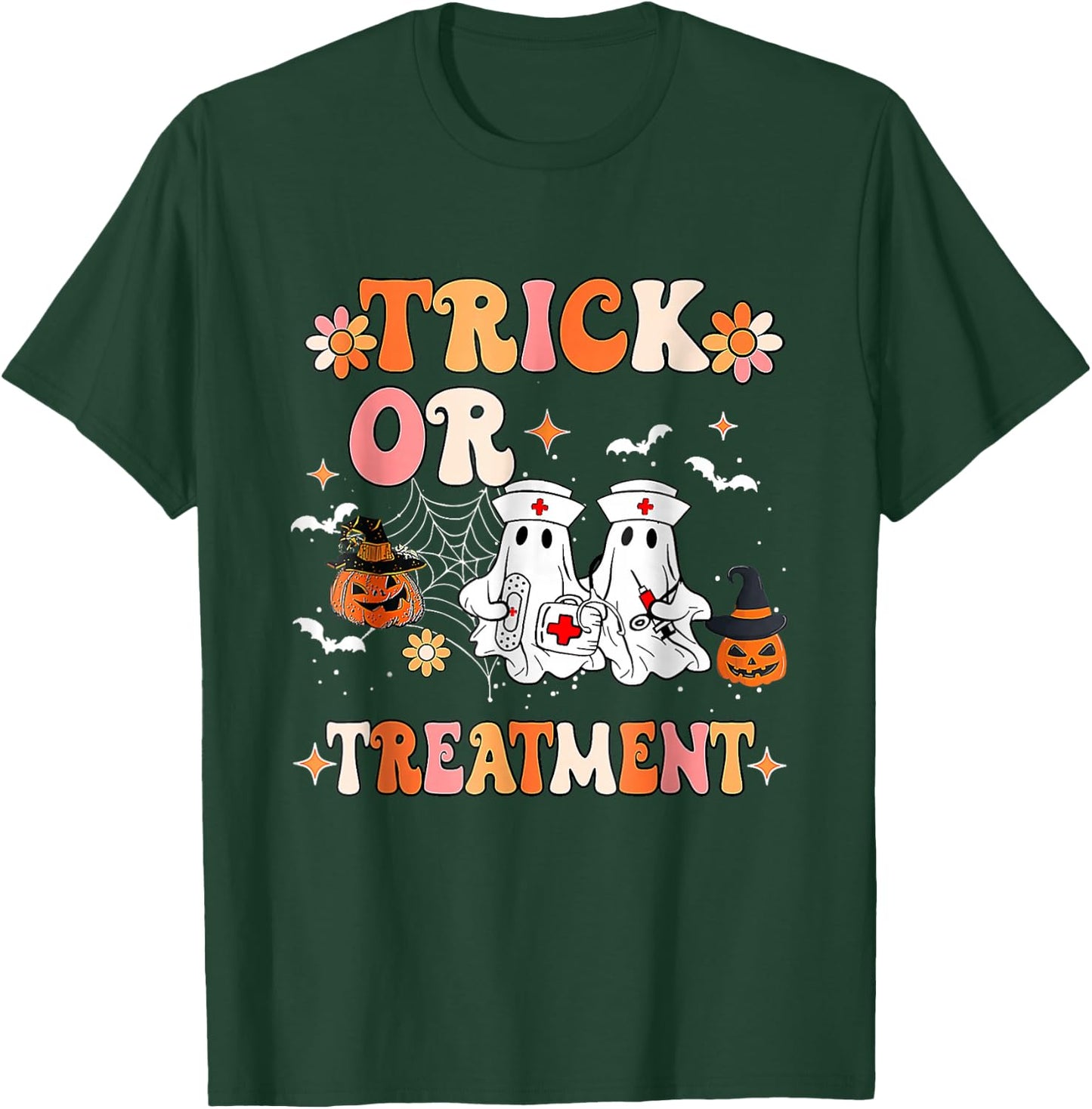 Trick Or Treatment Halloween Radiation Oncology Rad Therapy T-Shirt - T-Shirt | Forest