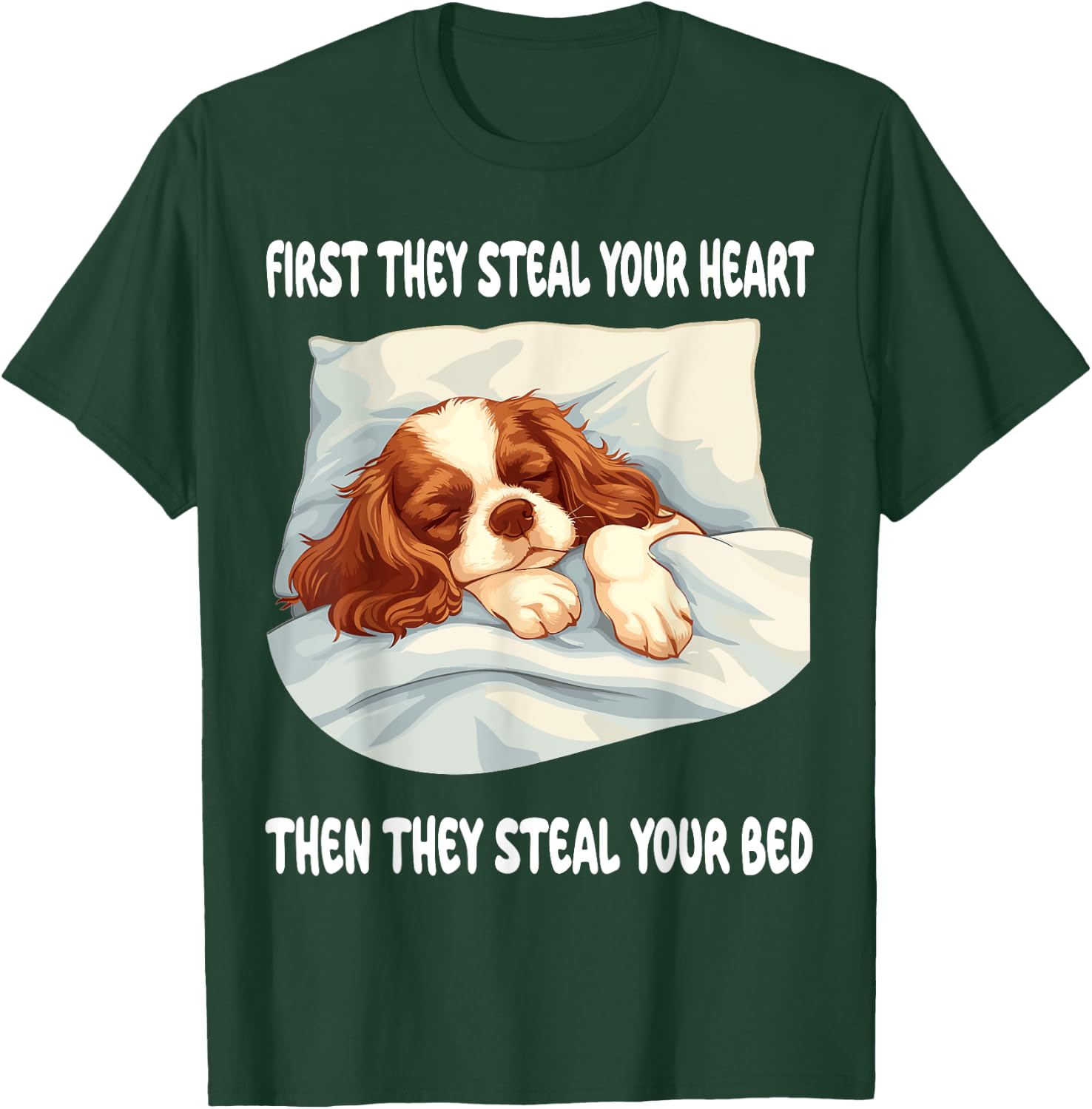 Cavalier King Charles Spaniel Sleeping Pajamas Nightgown T-Shirt - T-Shirt | Forest