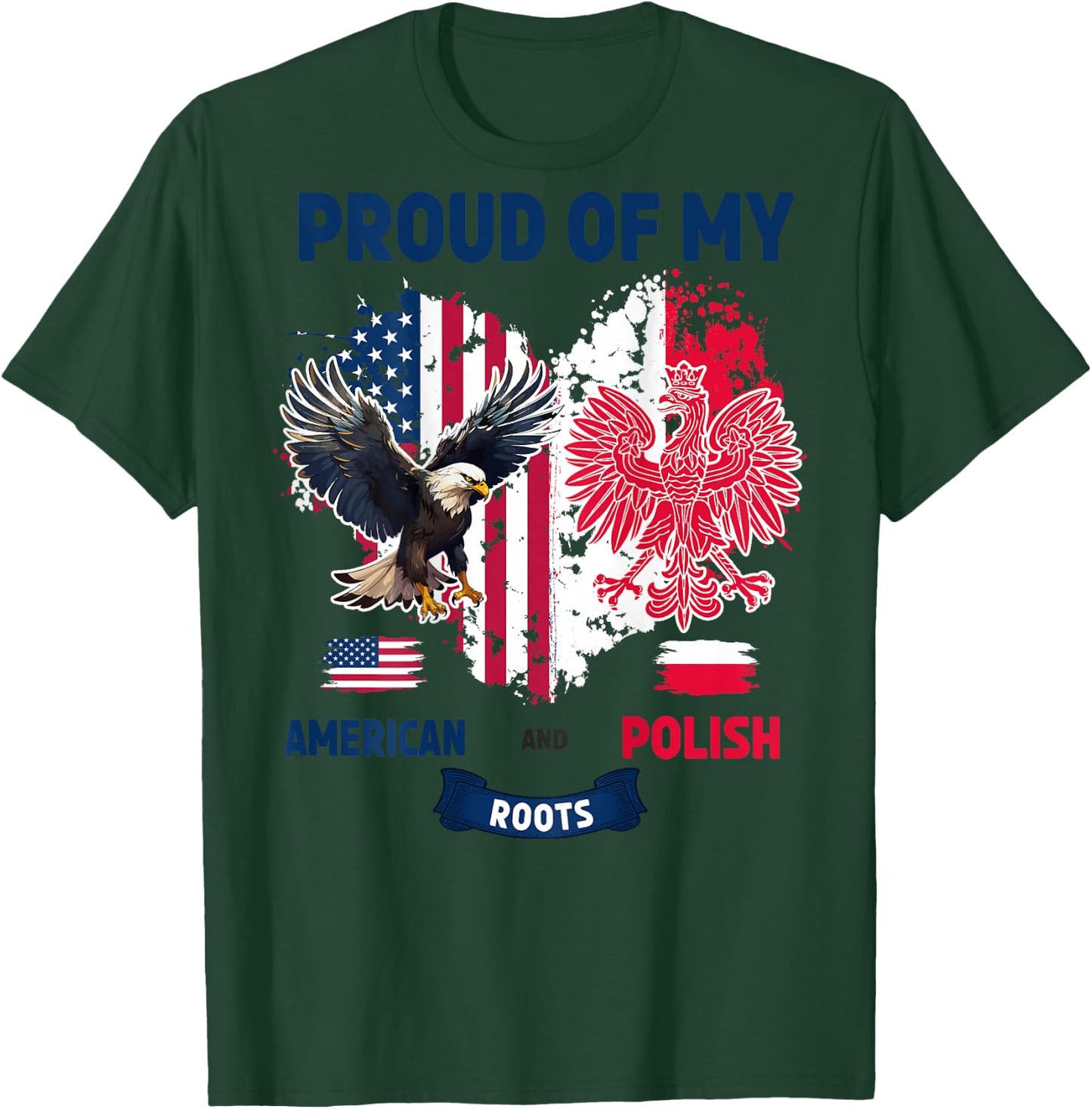 Polish American Flag Idea For Kids Poland Flag Heart T-Shirt - T-Shirt | Forest