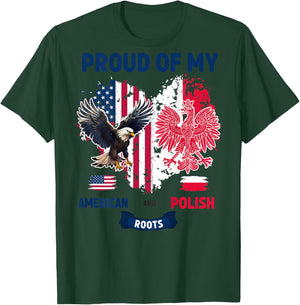 Polish American Flag Idea For Kids Poland Flag Heart T-Shirt - T-Shirt | Forest