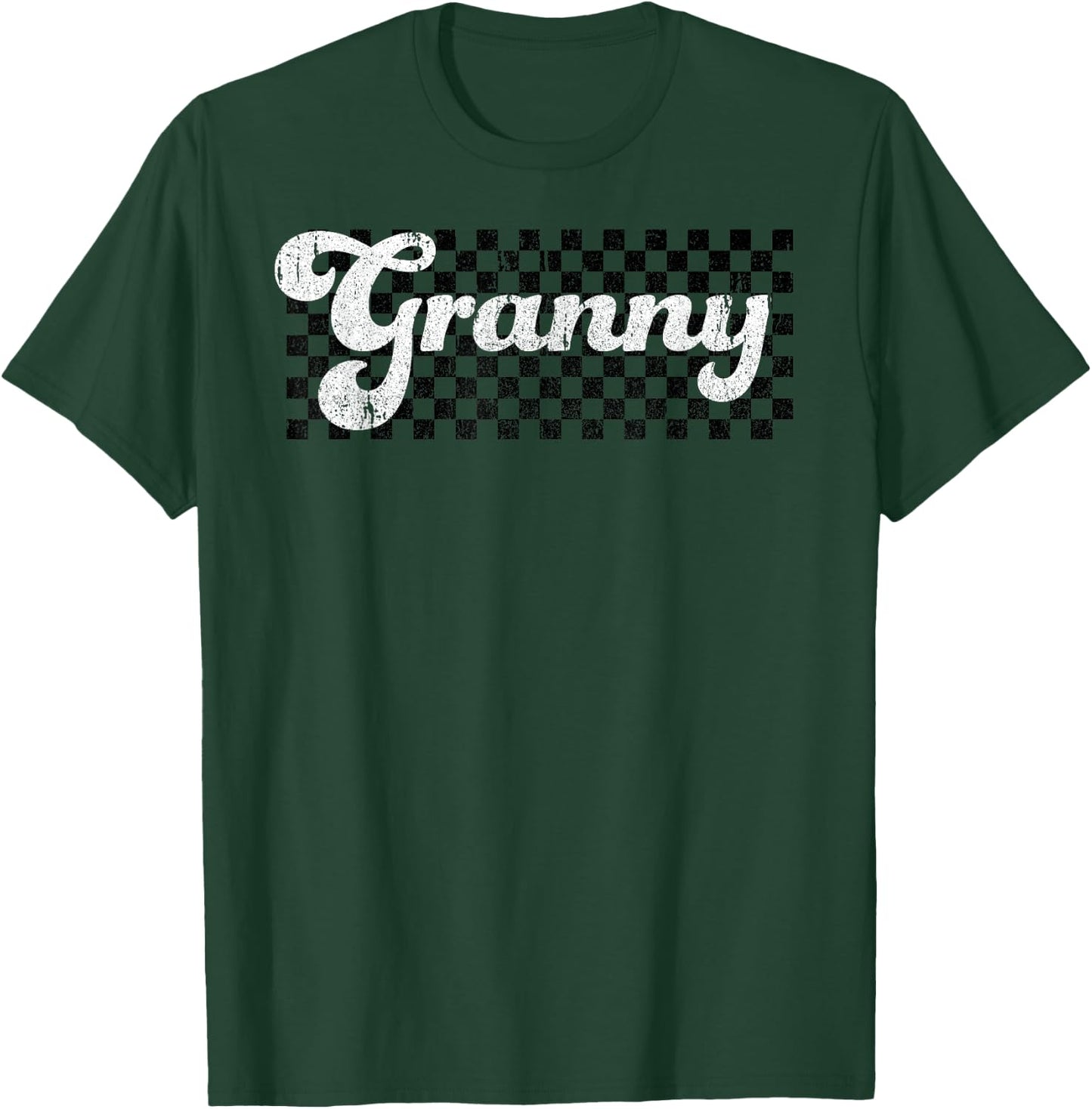 Granny Grandma Checkered Retro Women Vintage Groovy T-Shirt - T-Shirt | Forest