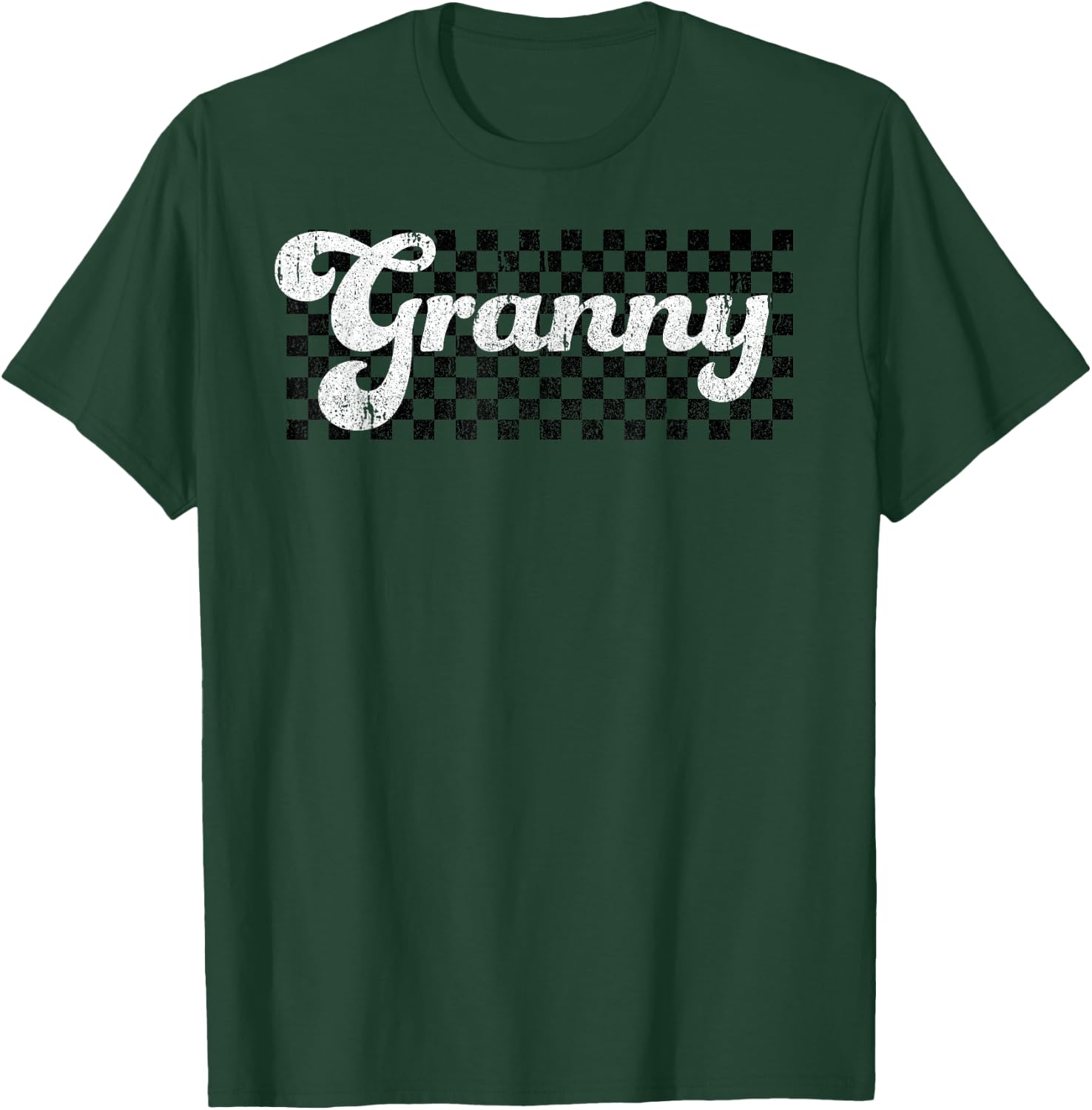 Granny Grandma Checkered Retro Women Vintage Groovy T-Shirt - T-Shirt | Forest