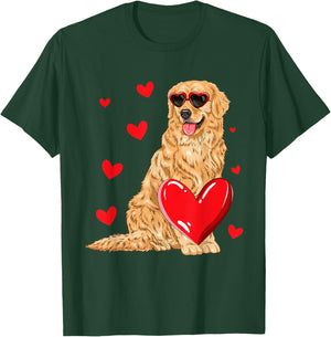 Funny Golden Retriever Heart Valentines Day Dog Lover T-Shirt - T-Shirt | Forest