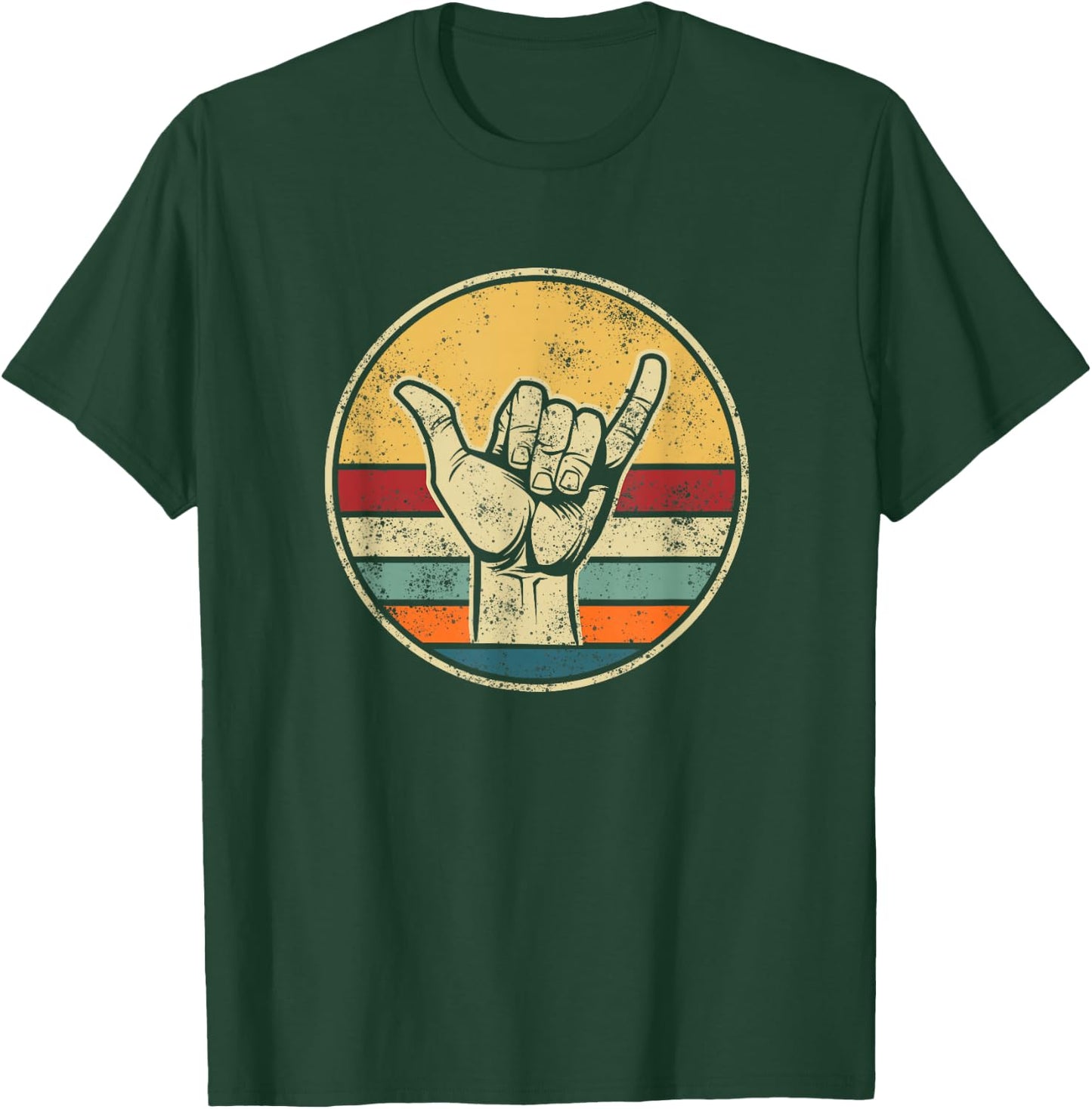 Shaka Surfing Beach Apparel Design Surfer Greeting Hand T-Shirt - T-Shirt | Forest